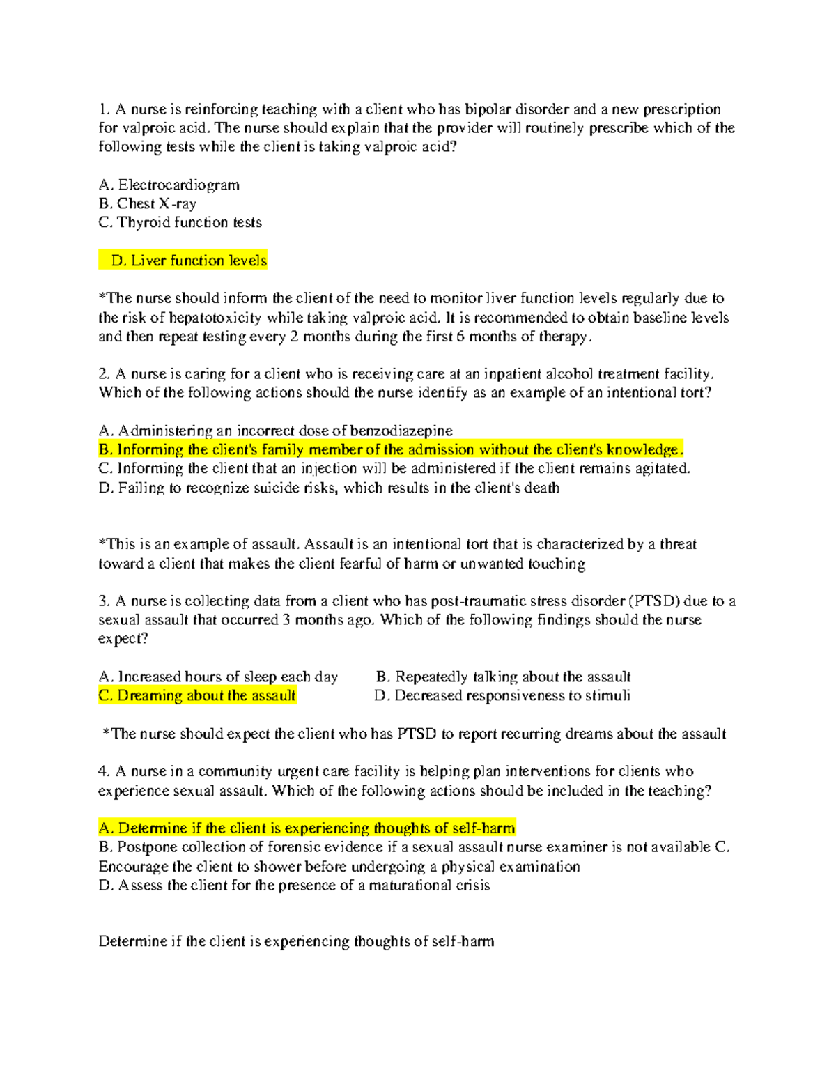 Final Exam Study Guide for Psych-2: Key Concepts & Nursing ...