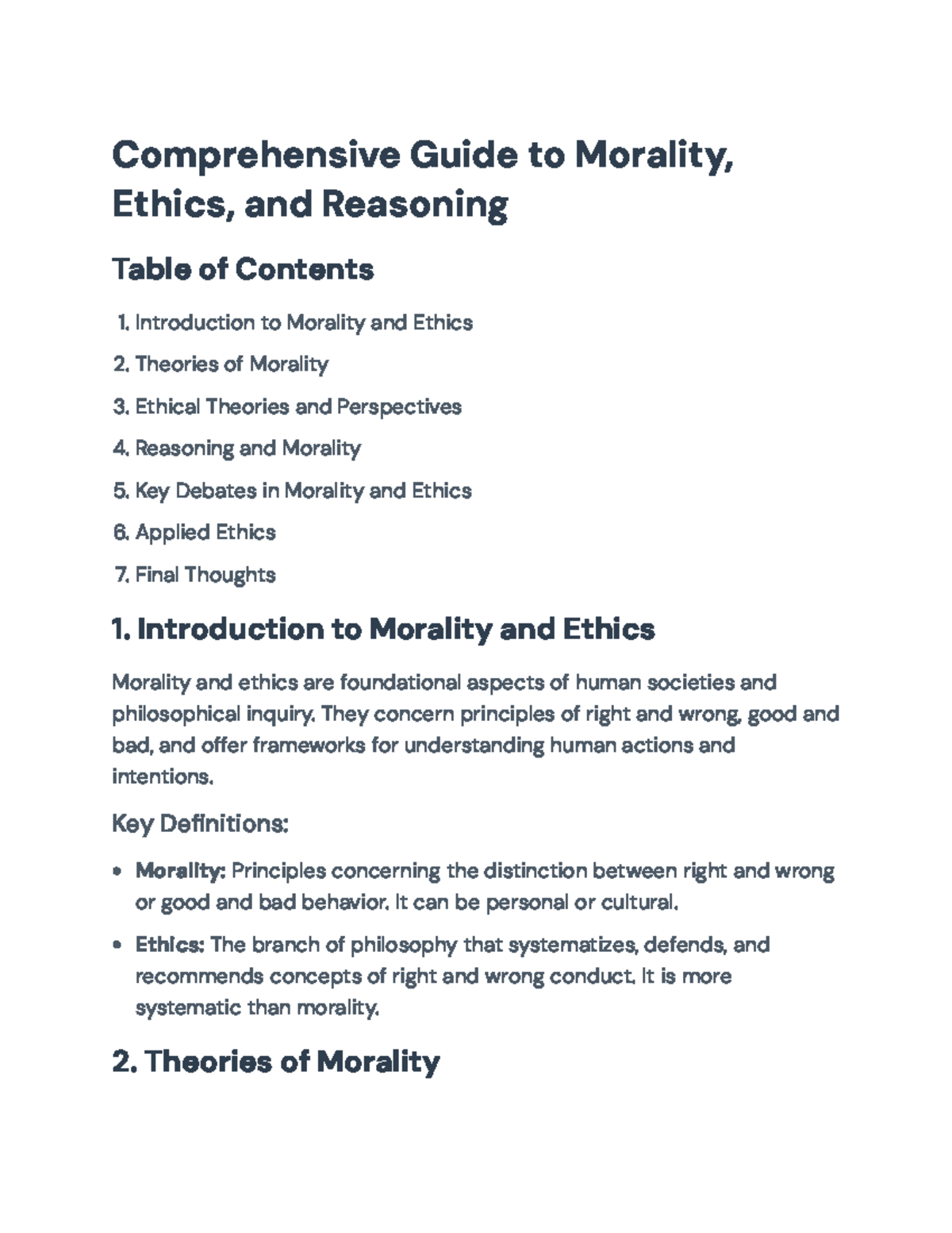 Comprehensive Overview of Major Ethical Theories and Debates ...