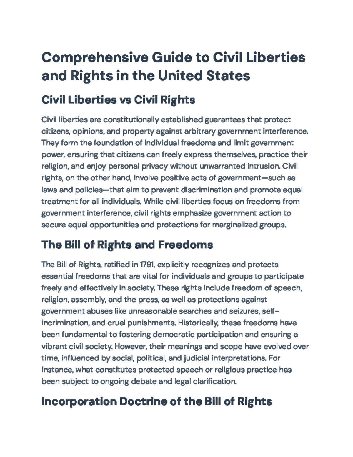 Civil Liberties and Rights in the U.S.: A Comprehensive Guide - Studocu