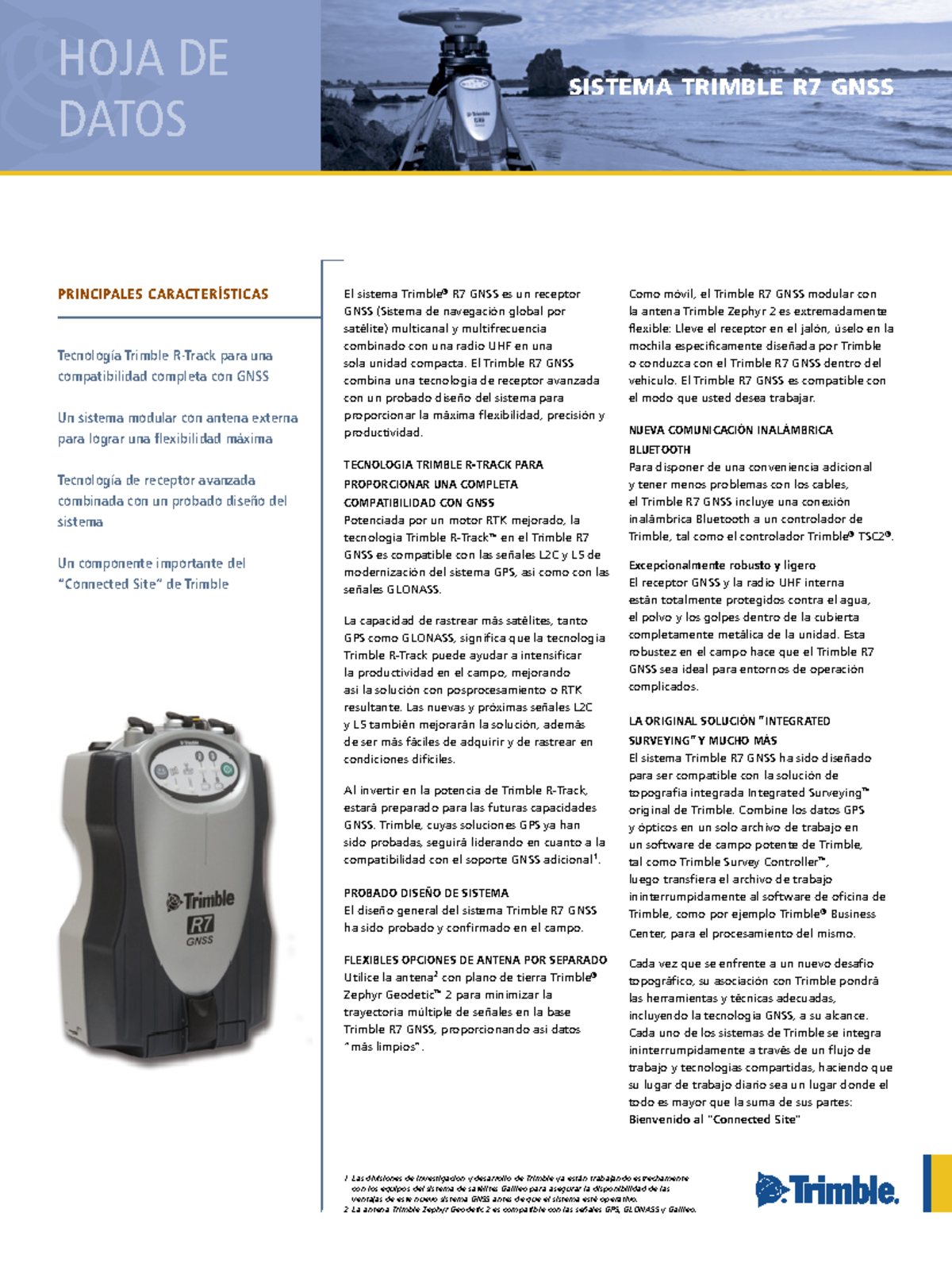 Ficha Técnica Trimble R7 GNSS: Características y Ventajas - Studocu