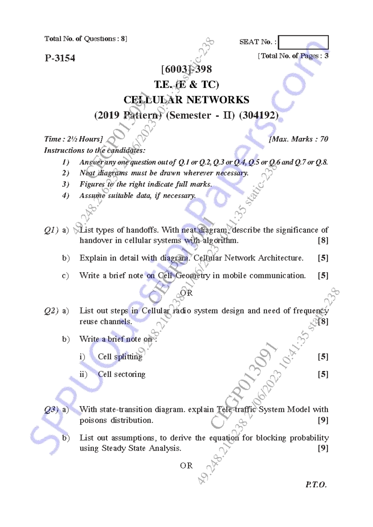 Cellular Networks (C 8.2) - Semester II Exam Notes (2019 Pattern) - Studocu