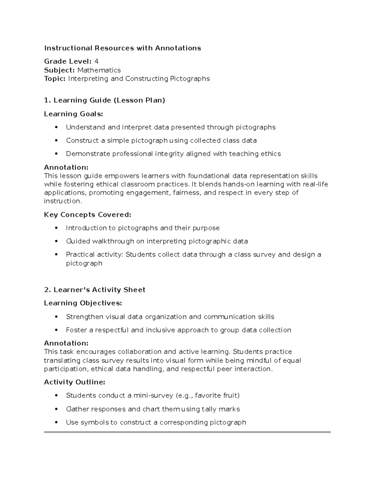 Grade 5 Math Lesson Plan: Adding & Subtracting Like Fractions - Studocu