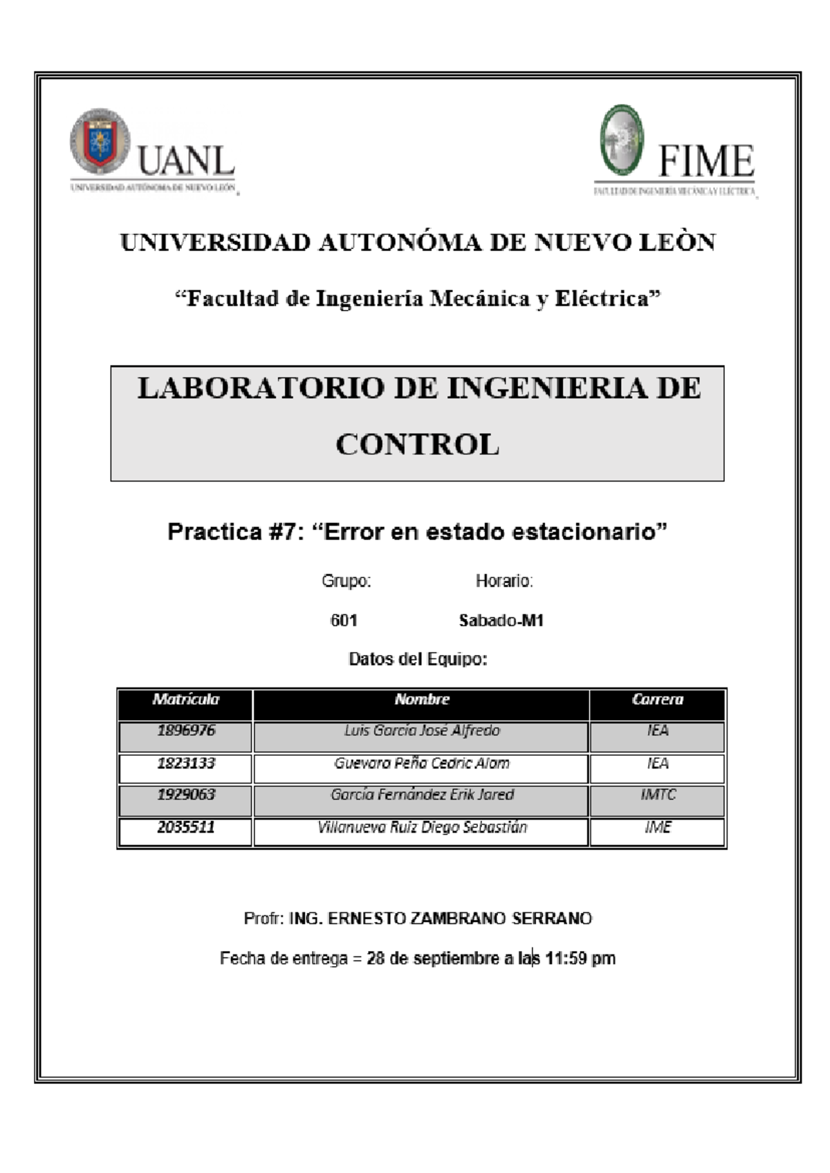 P7 LAB CTRL - Análisis del Error de Estado Estable en Práctica 7 - Studocu