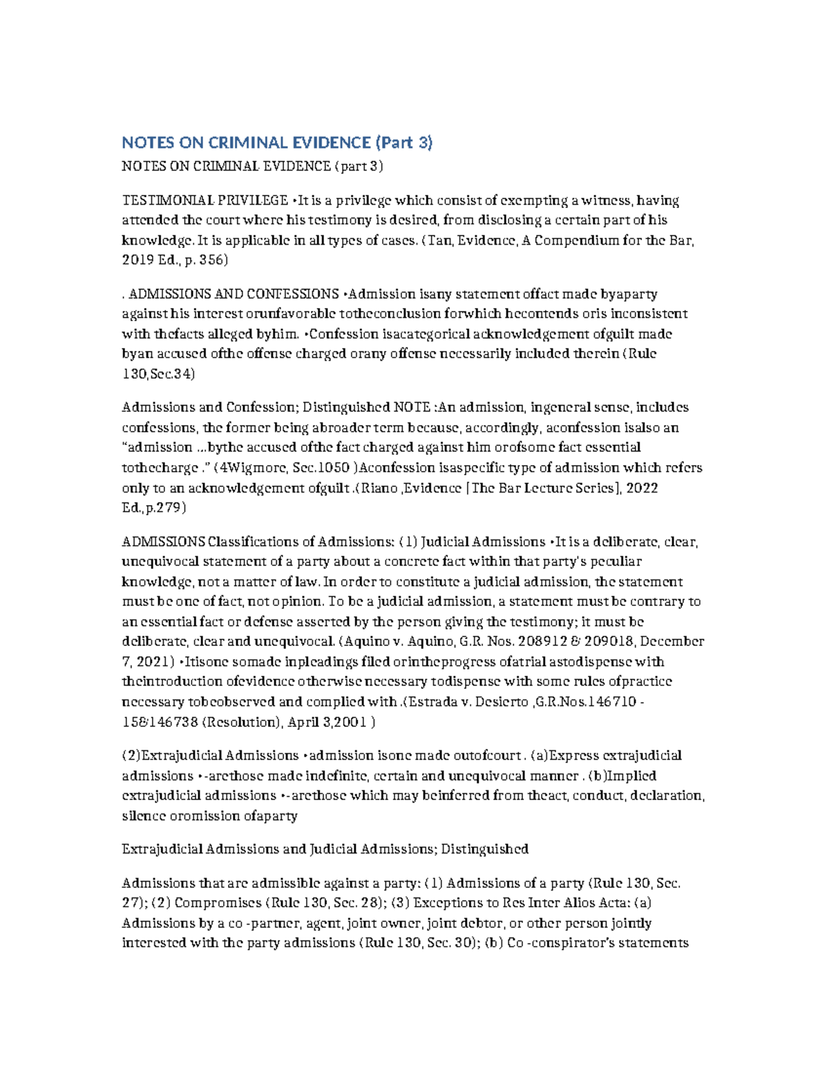 Notes on Criminal Evidence (Part 3): Testimonial Privilege and ...