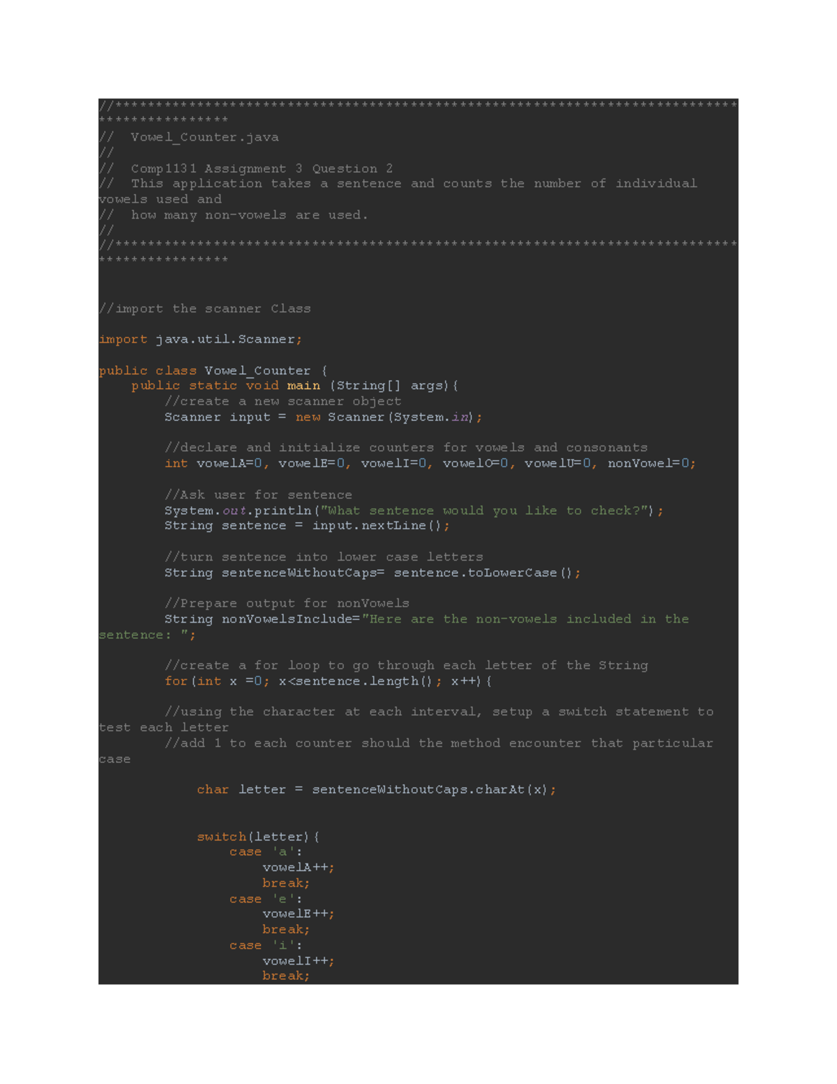 Comp1131 Assignment 3: Vowel Counter Java Application - Studocu