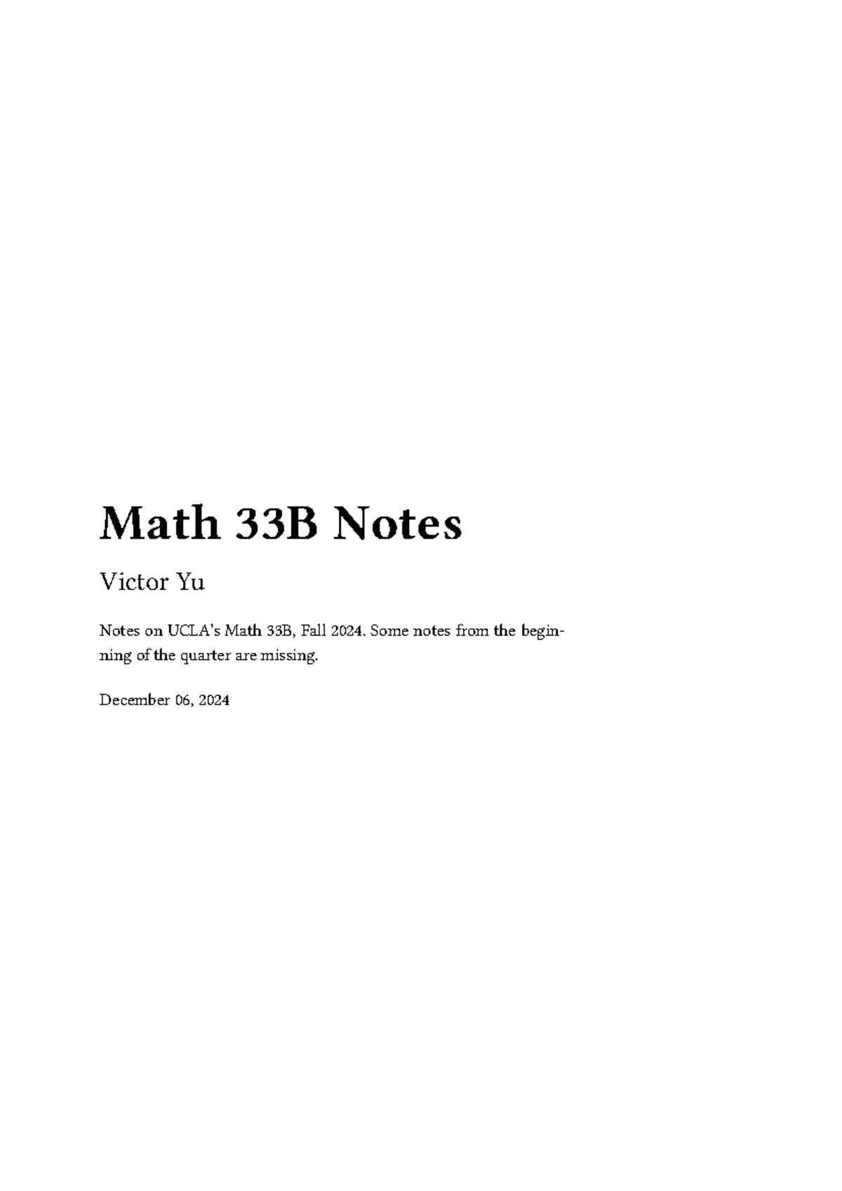 Diff Eqs Notes Midterm 2 - Math 33B Notes Victor Yu Notes on UCLA’s ...
