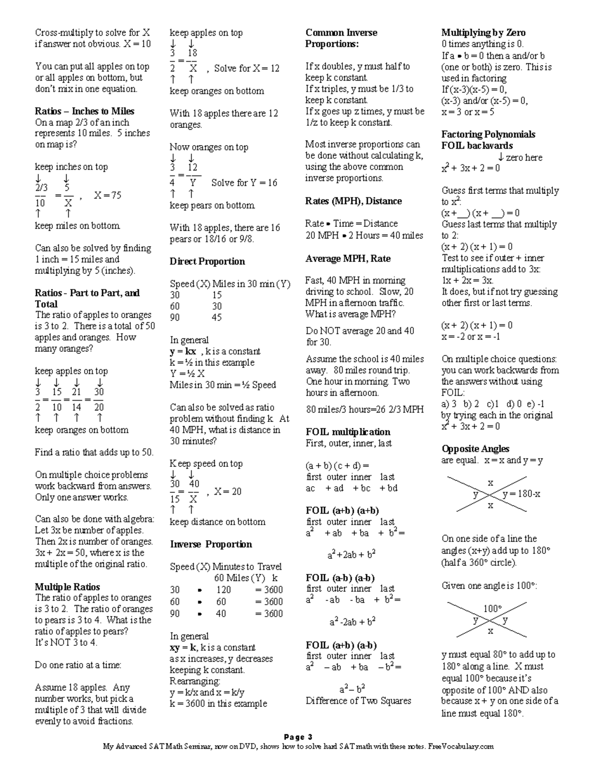 Math Formulas & Ratios: Solving for X and Proportions - Studocu