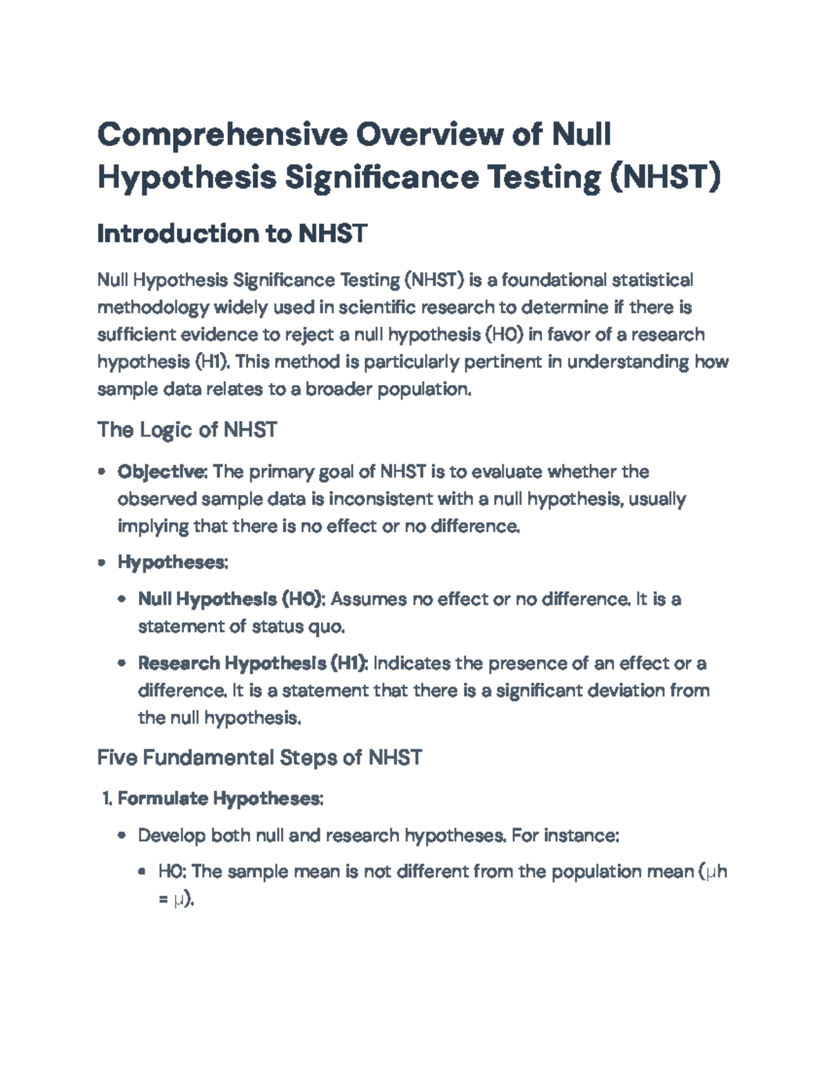 Comprehensive Guide on Null Hypothesis Significance Testing (NHST ...