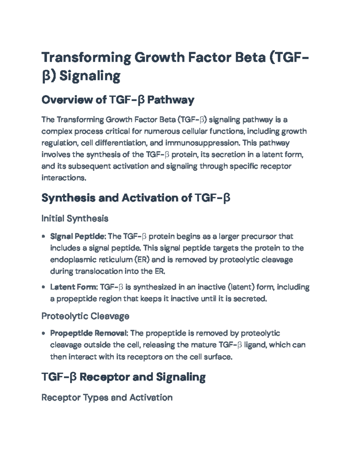 Transforming Growth Factor Beta (TGF-β) Signaling: Pathway Overview ...