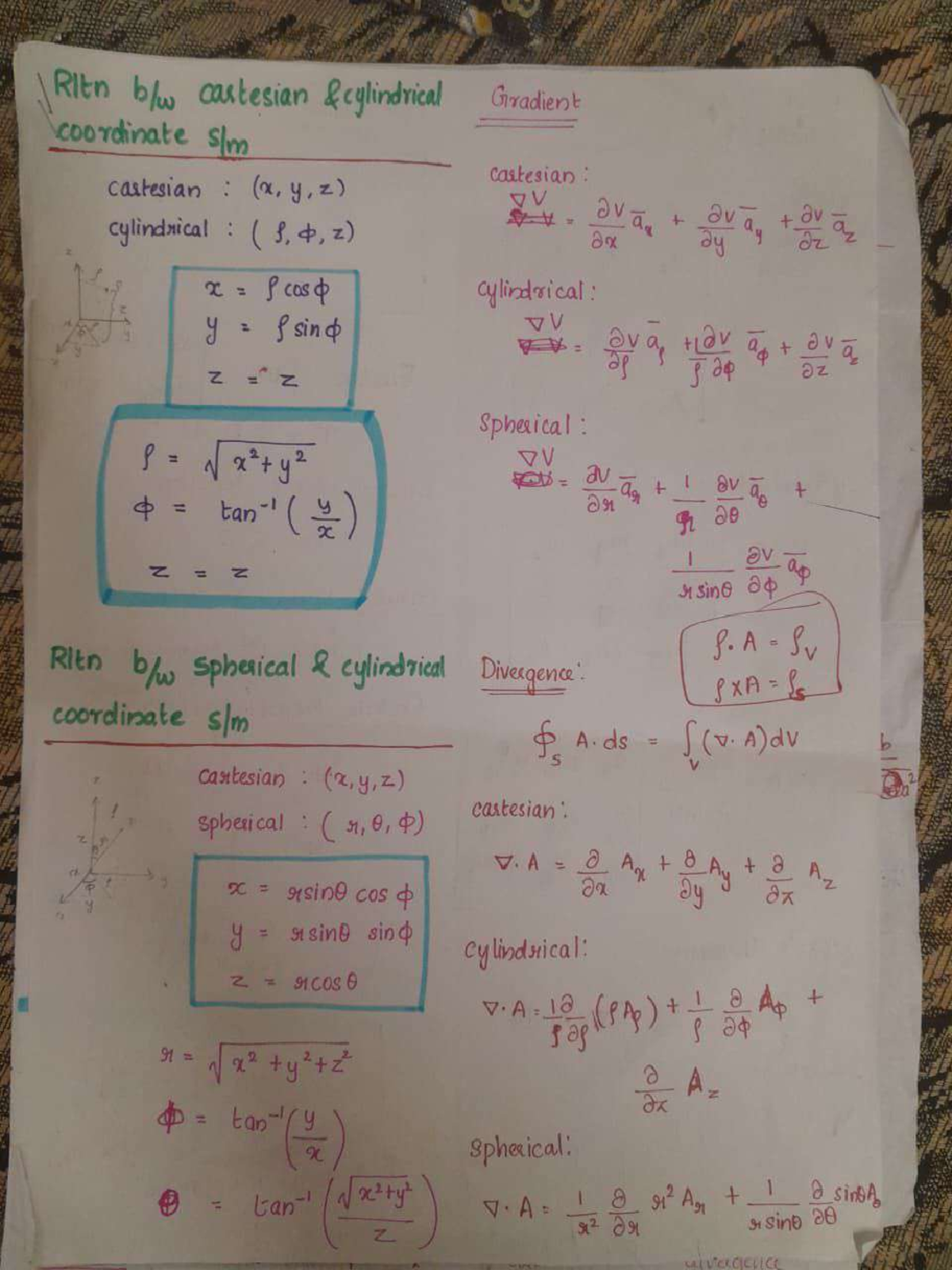 EMT 56 Short Notes on Cartesian, Cylindrical, and Spherical Coordinates ...