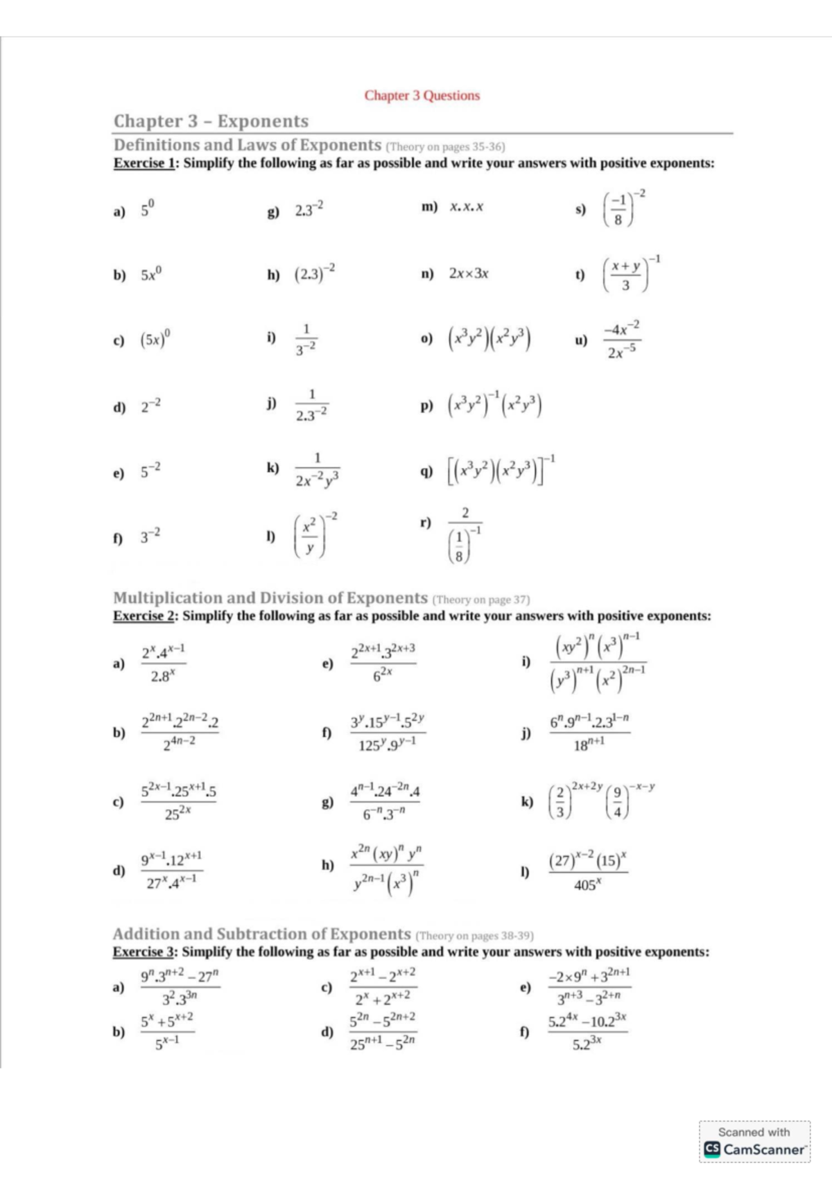 MATH 1000536186: Chapter 3 Exponents - Questions & Exercises - Studocu