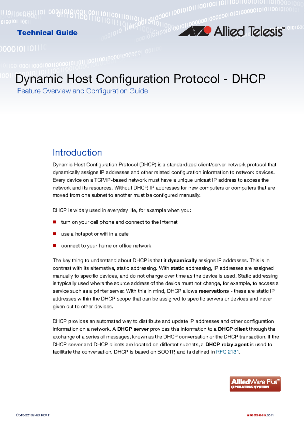 DHCP Technical Guide: Overview, Configuration, and Best Practices - Studocu