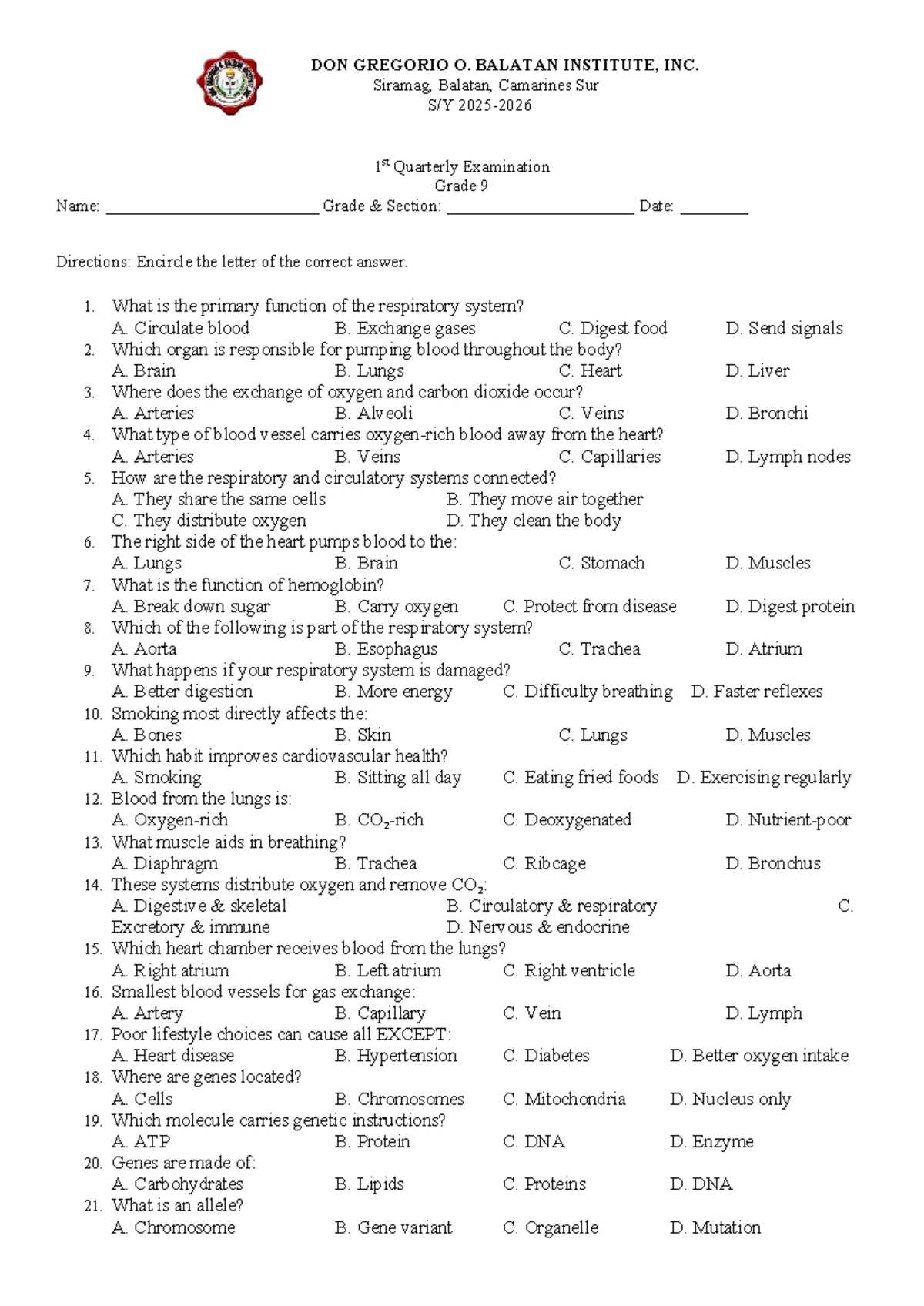Grade 9 Science Summative Test - Volcanoes and Celestial Bodies - Studocu