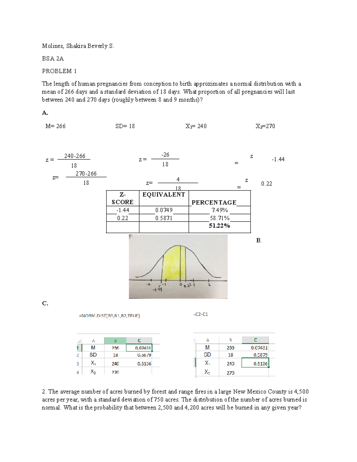 BSA 2A Statistics Analysis: Normal Distribution Problems - Studocu