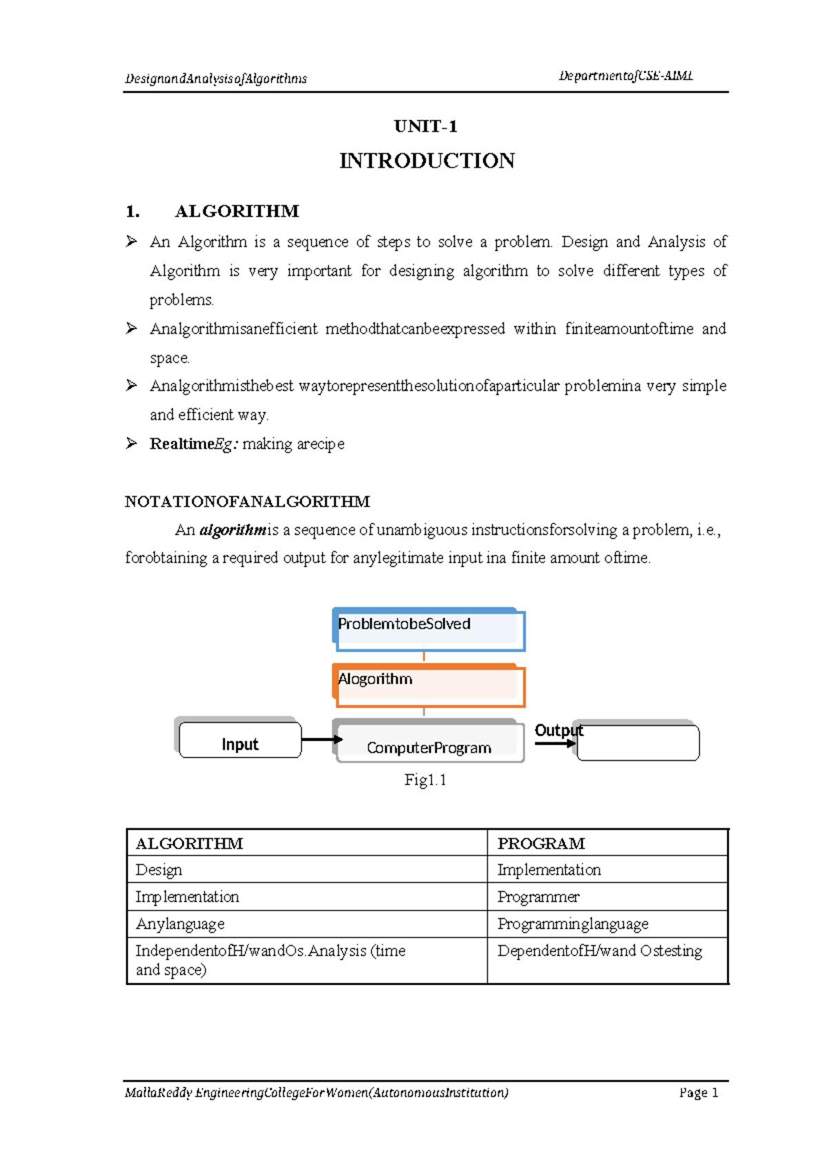 DAA FULL Digital Notes - NO COMMENTS - DesignandAnalysisofAlgorithms ...