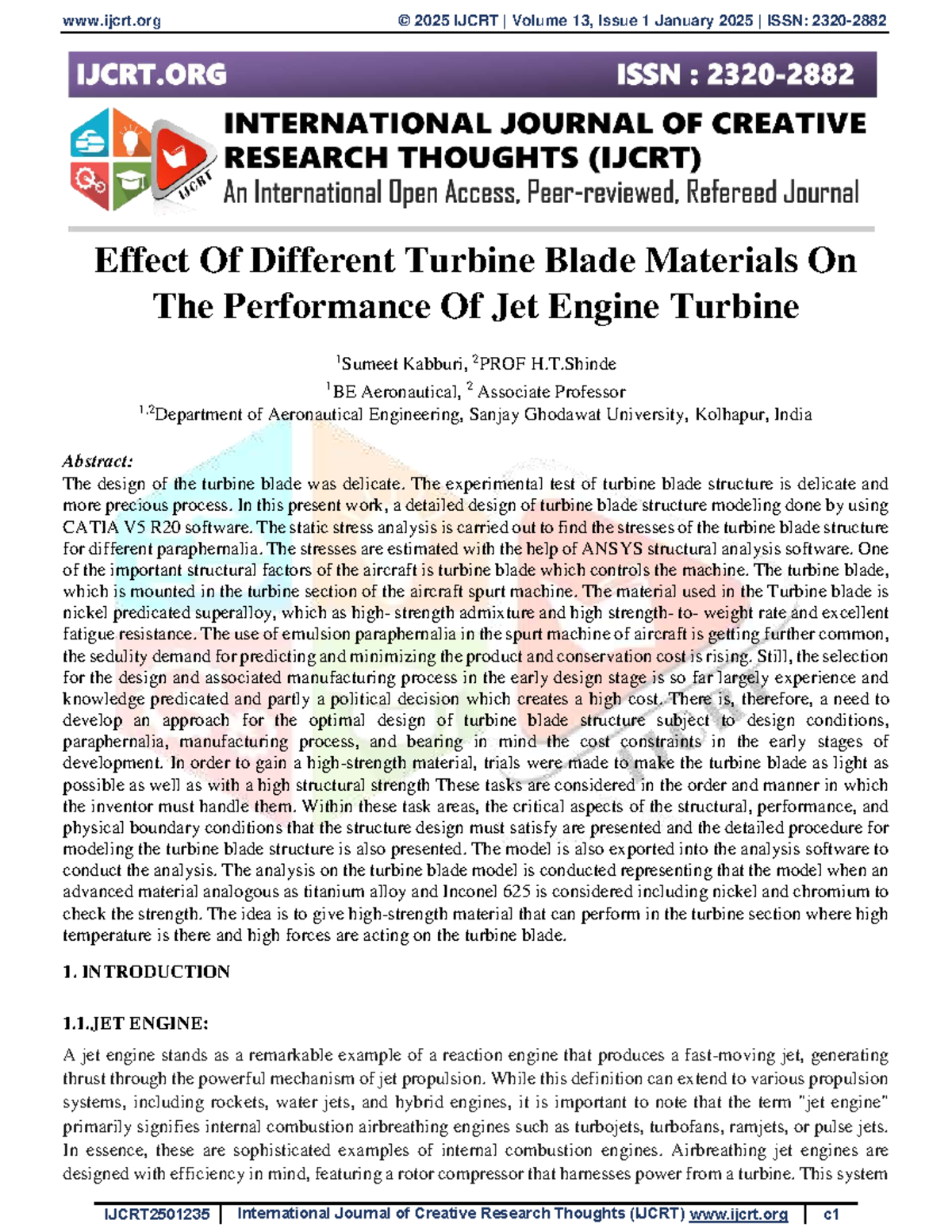 Effect of Turbine Blade Materials on Jet Engine Performance (AE 2025 ...