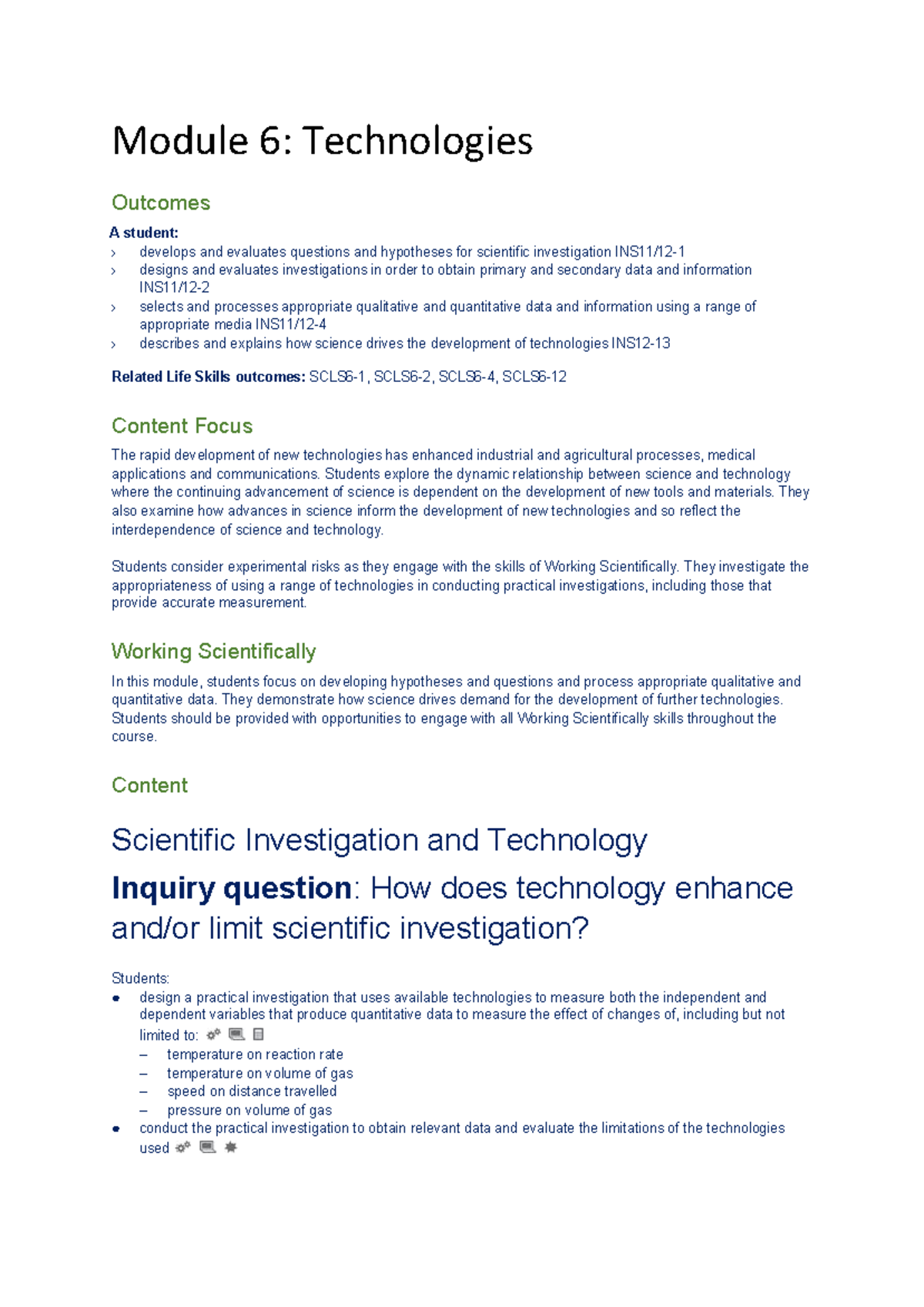 Module 6: Technologies - Investigating Science and Technology ...