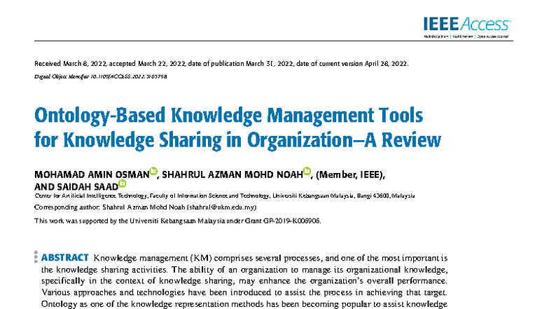 Knowledge Management Tools for Knowledge Sharing: A Review (2022) - Studocu