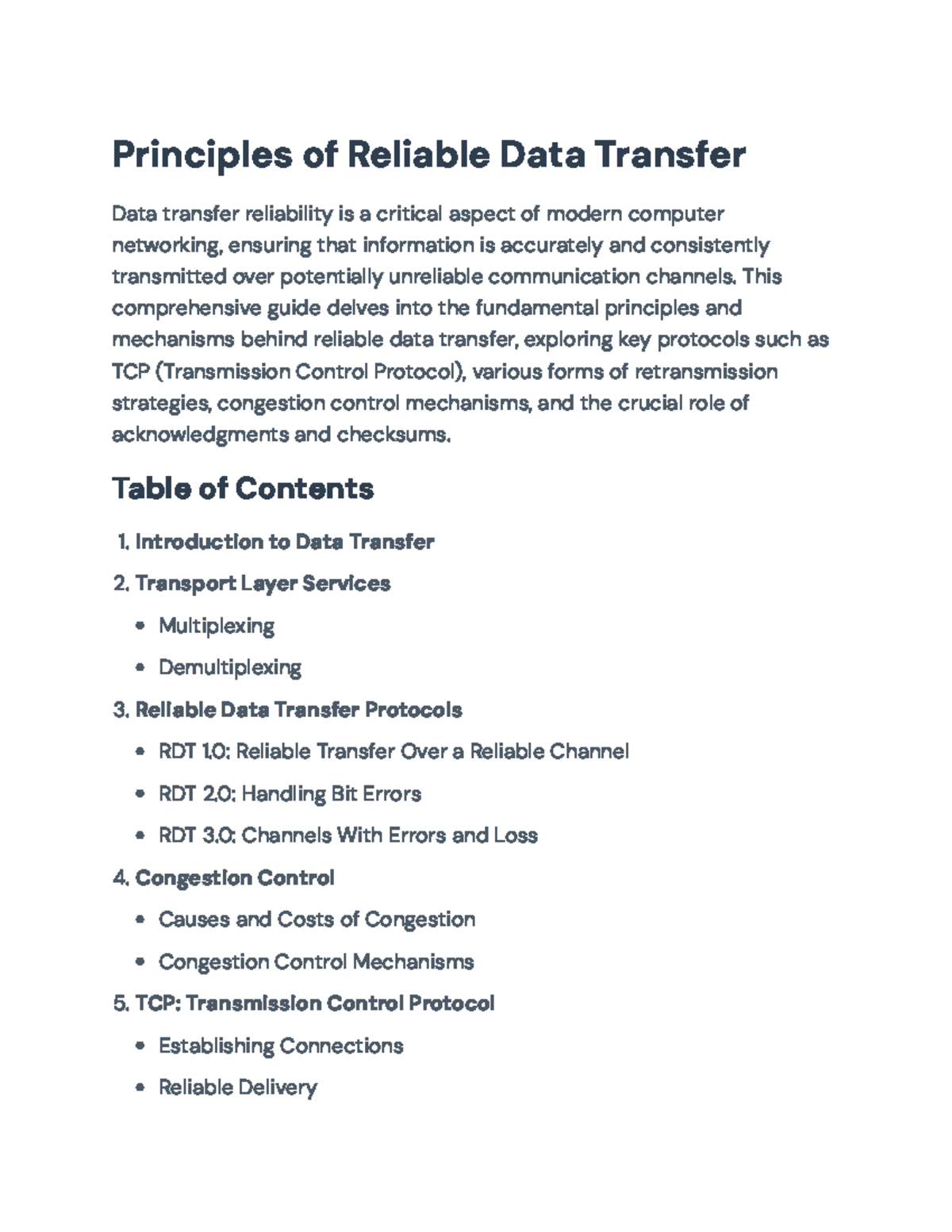 Reliable Data Transfer Principles in Networking - Course Code: CNX101 ...