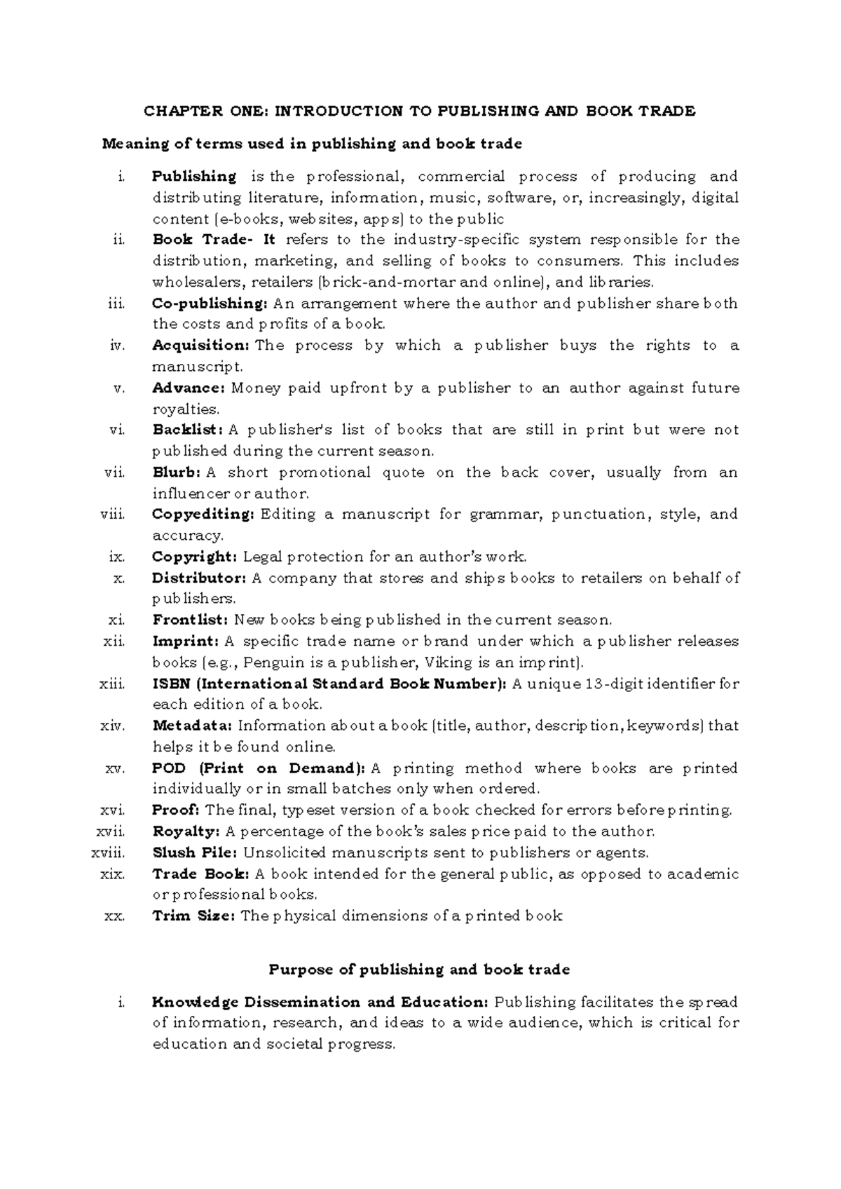 CHAPTER 1: INTRODUCTION TO PUBLISHING AND BOOK TRADE - Studocu