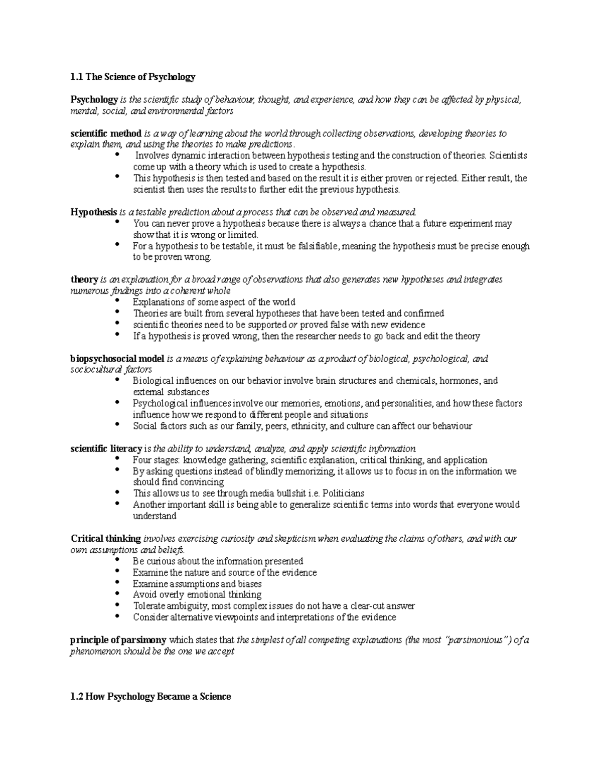 Psyc 101 - Lecture Notes on Psychology Units 1-4 Insights - Studocu