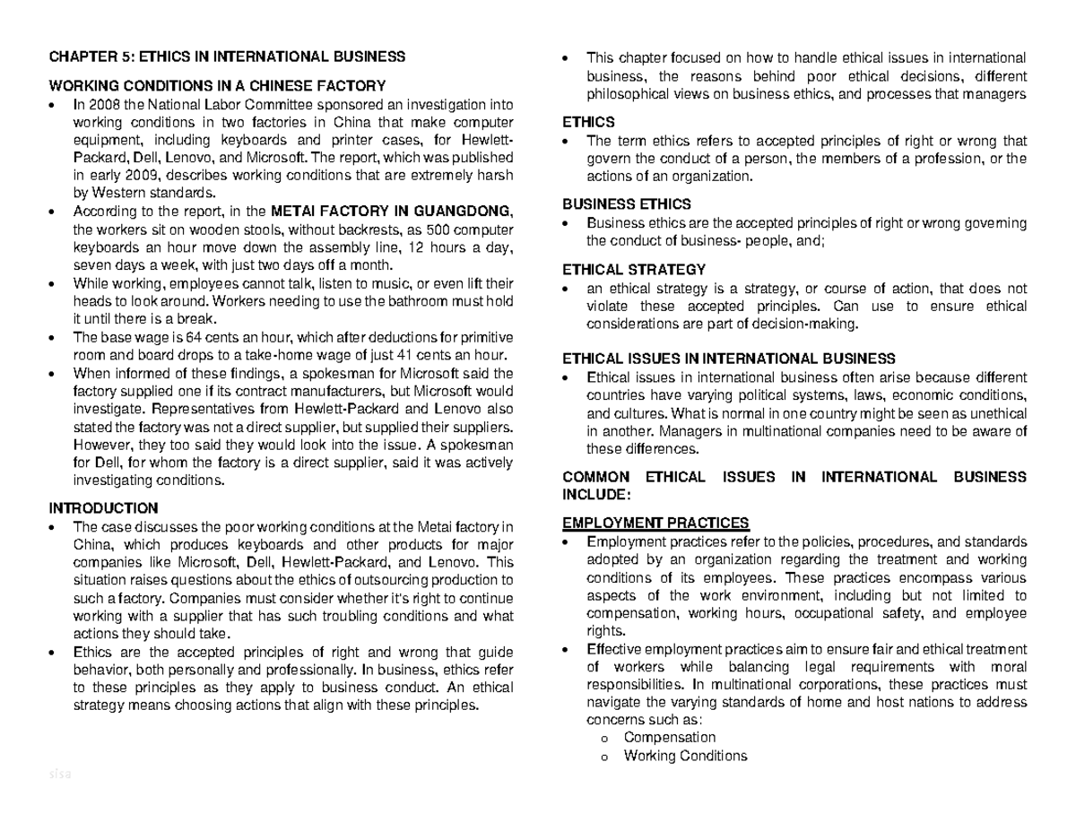 IB Chapter 5 10 - International business and trade reviewers - CHAPTER ...