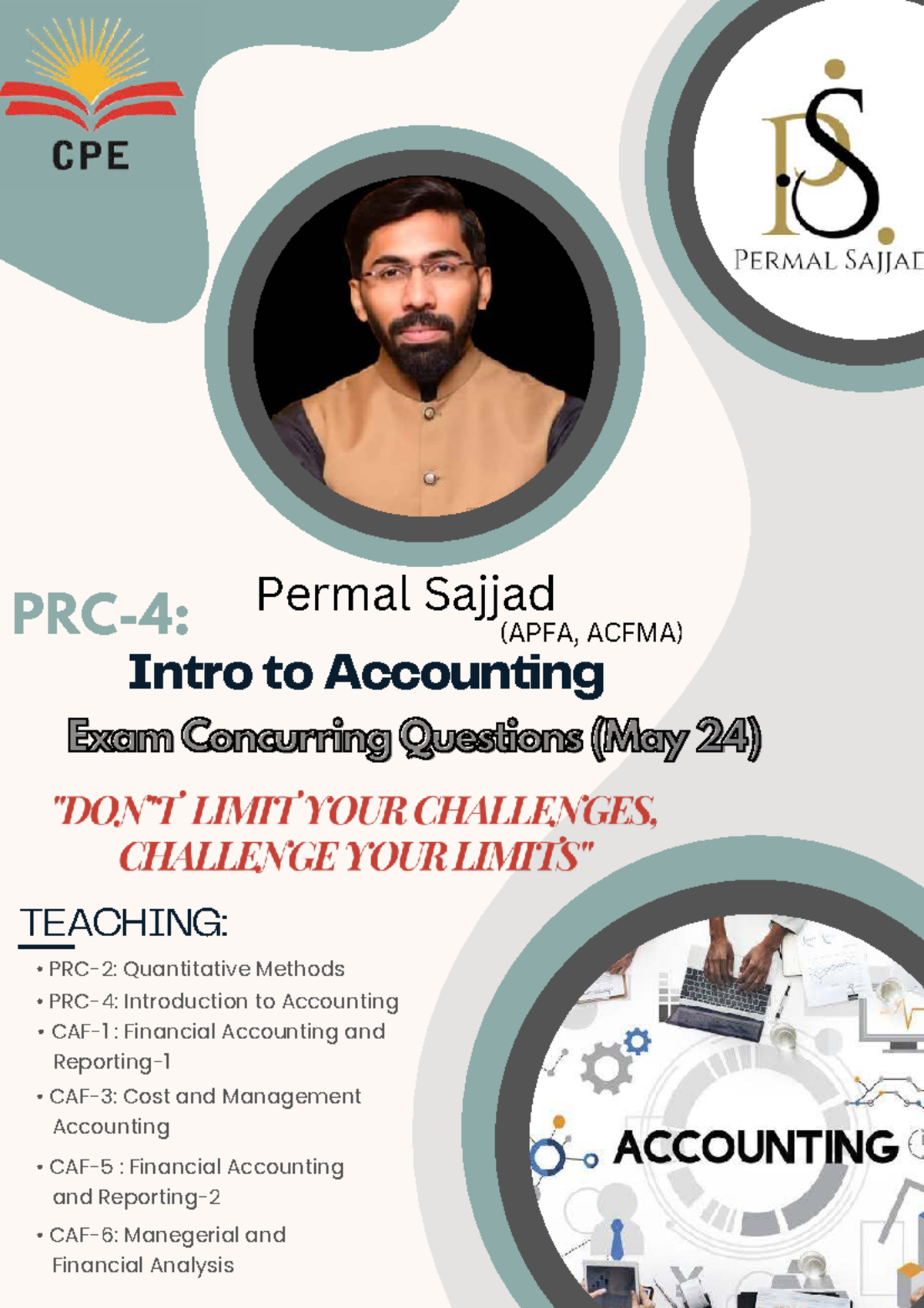 Permal Sajjad (APFA, ACFMA) Intro to Accounting Exam Important ...