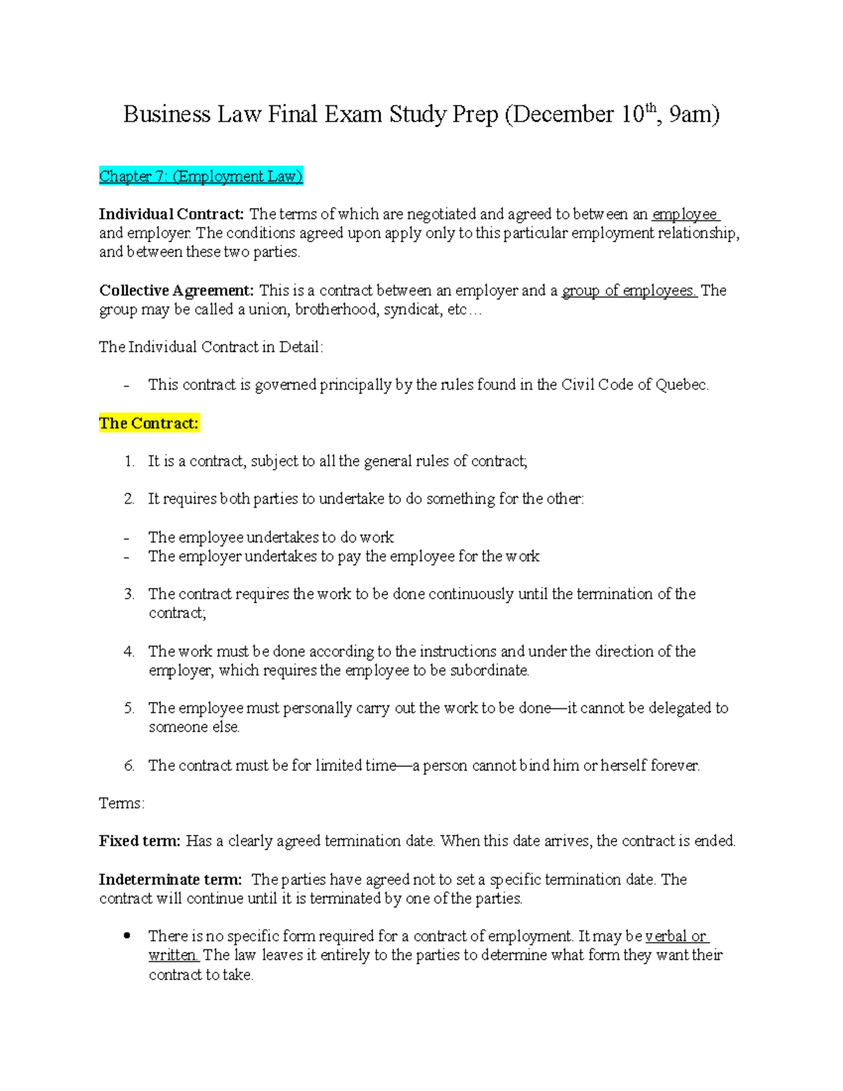 Mana 298 Business Law Final Exam Study Guide (Dec 10, 9am) - Studocu