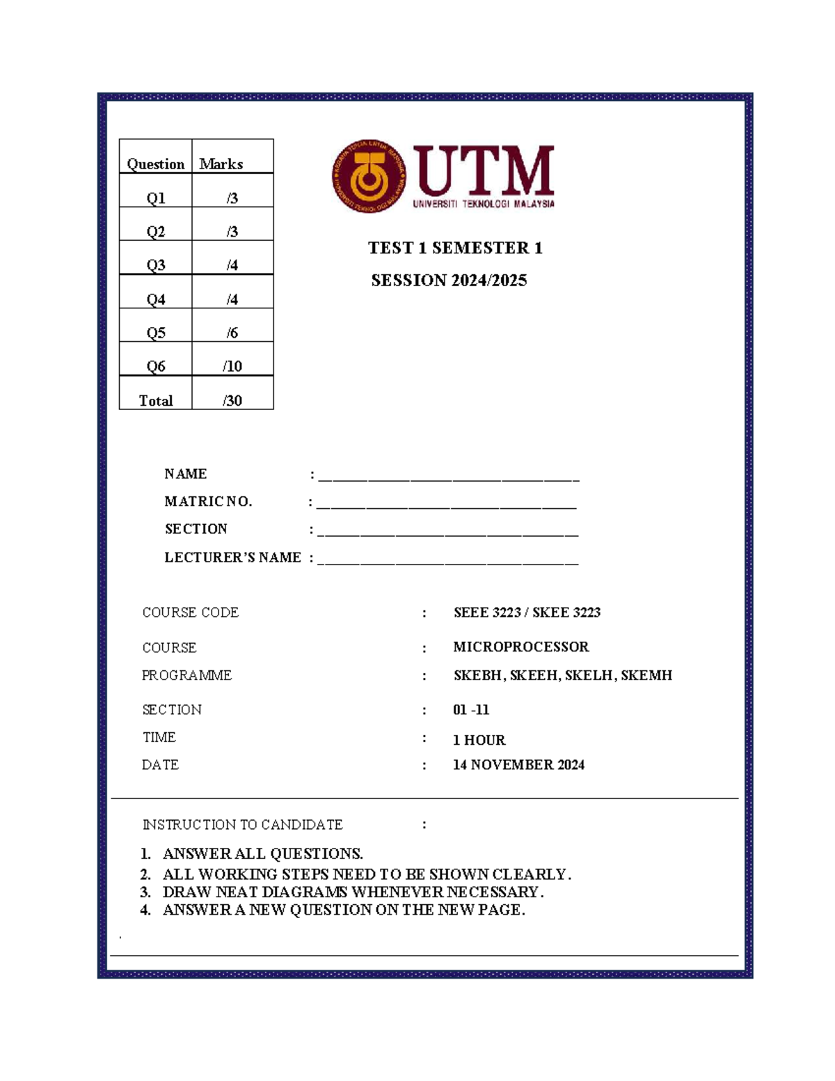 SEEE 3223 TEST 1 QUESTIONS & INSTRUCTIONS 2024-2025 - Studocu