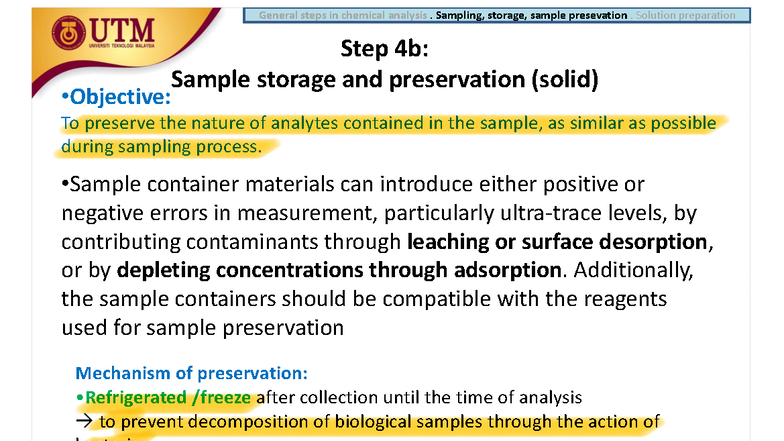 Week 02 Intro to Analytical Chemistry: Sampling & Preservation ...