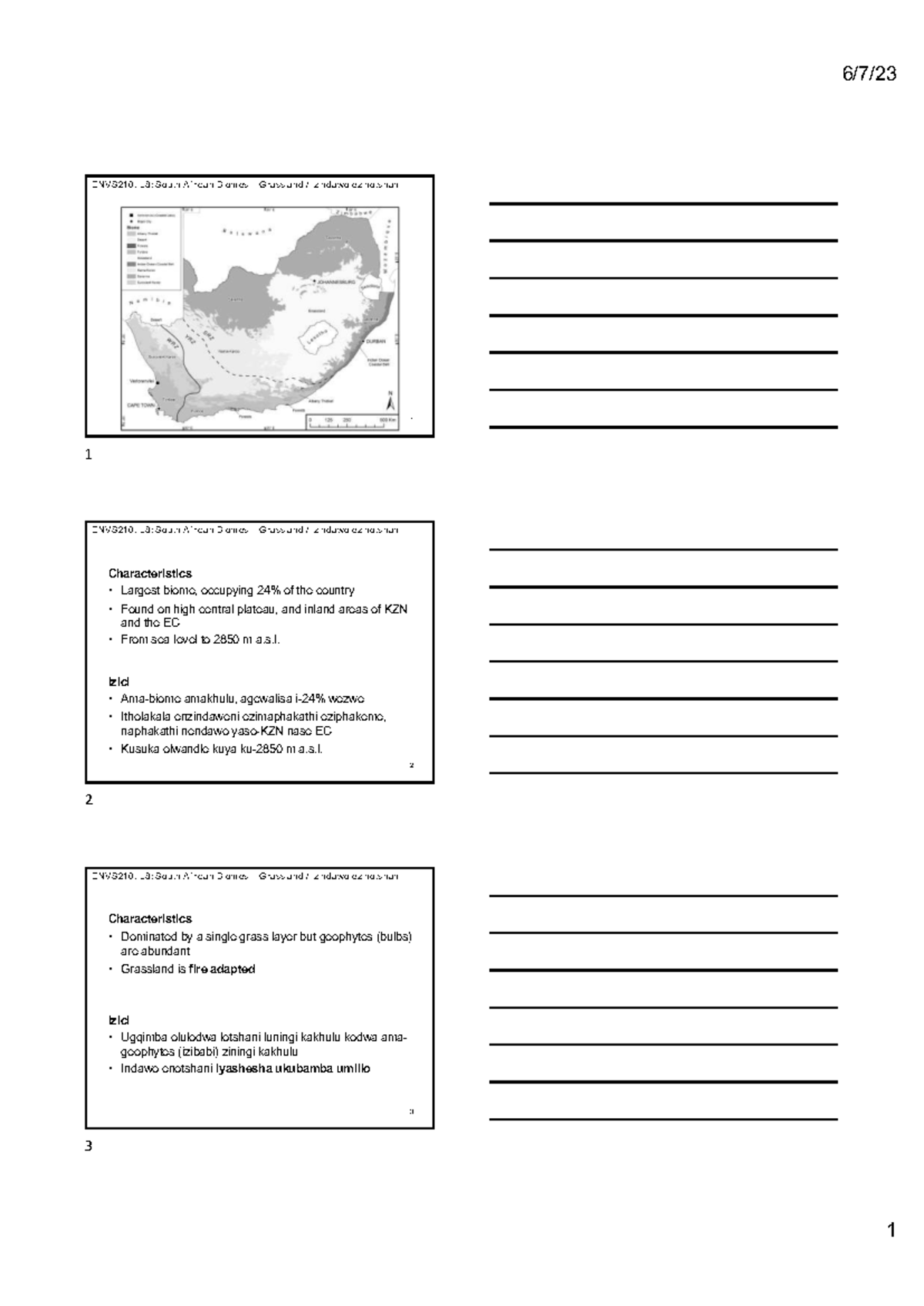 ENVS210 L8: South African Biomes – Grassland / izindawo ezinotshani ...
