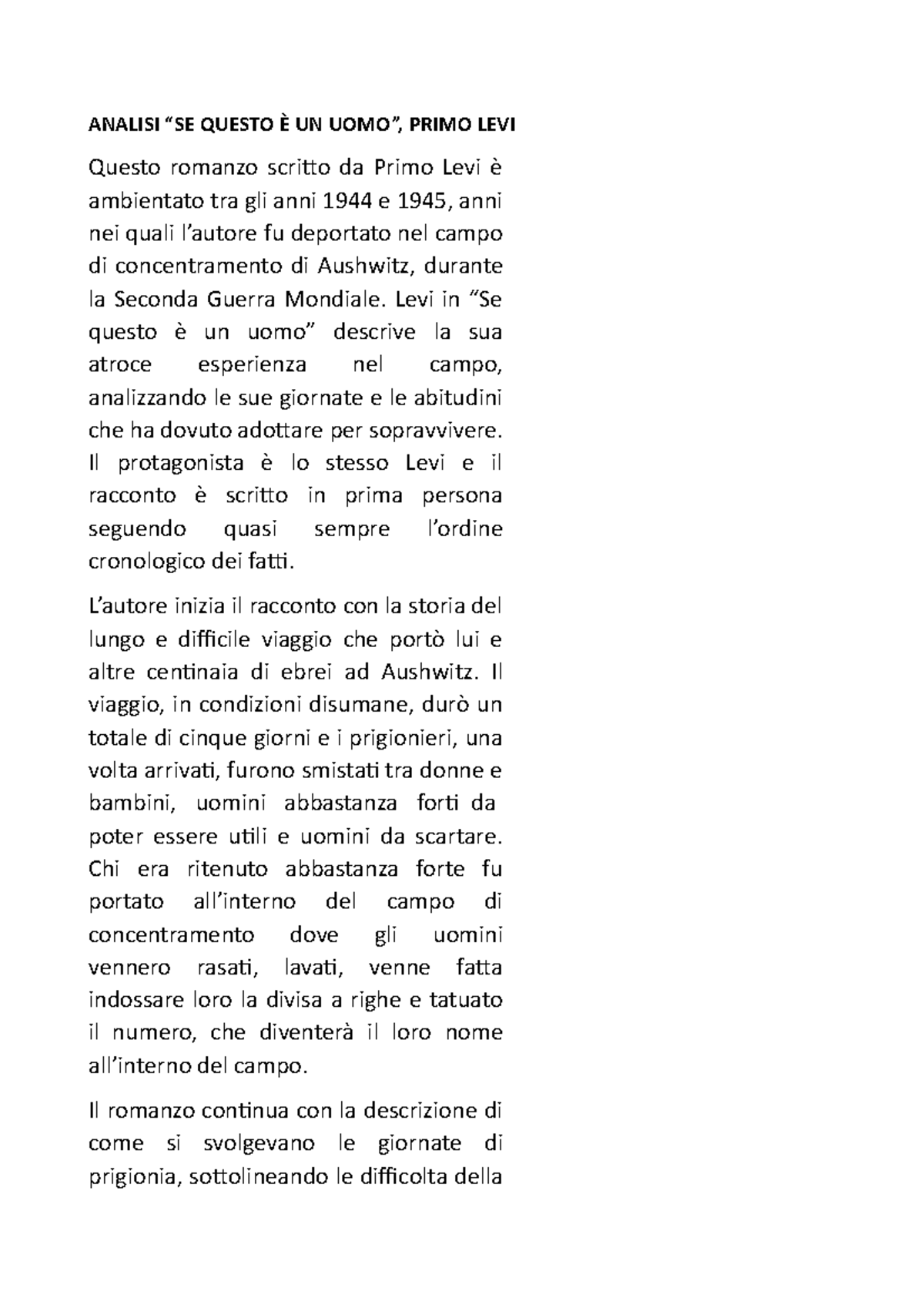 scheda del libro se questo è un uomo