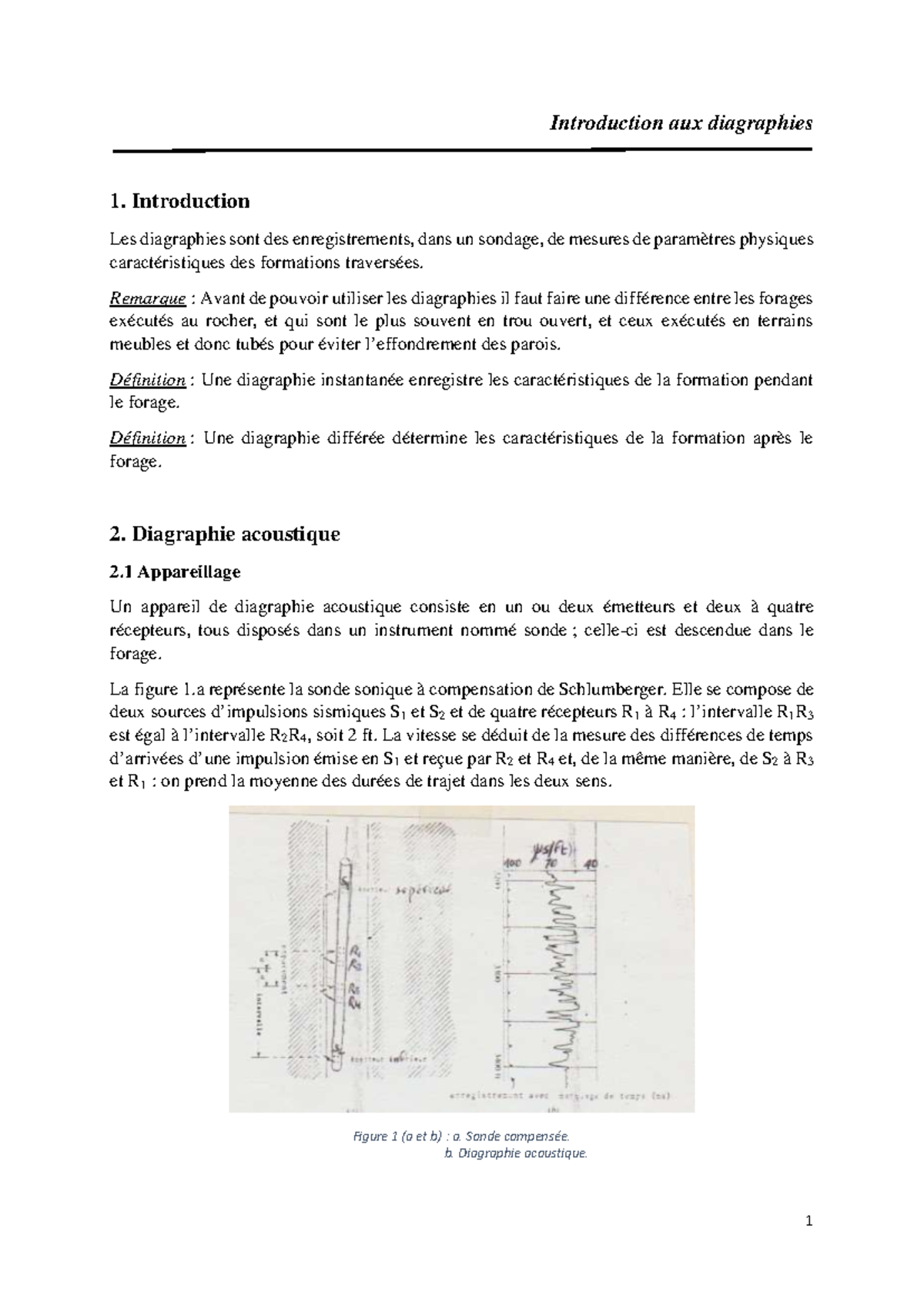 Introduction aux Diagraphies - Diag1: Concepts et Techniques - Studocu