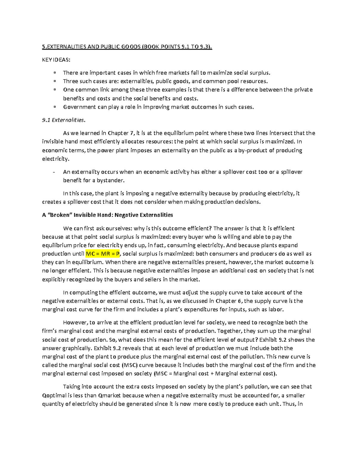 Introduction to Economics: Externalities & Public Goods (Topic 5) - Studocu