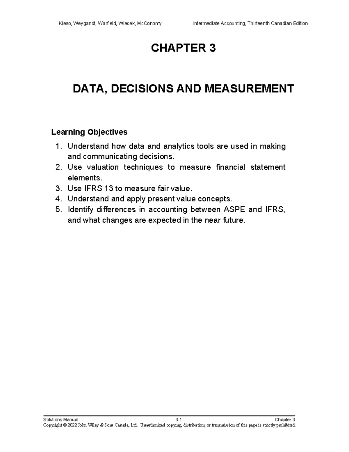 Sm03-KC - PDF lecture - Solutions Manual 3 Chapter 3 CHAPTER 3 DATA ...