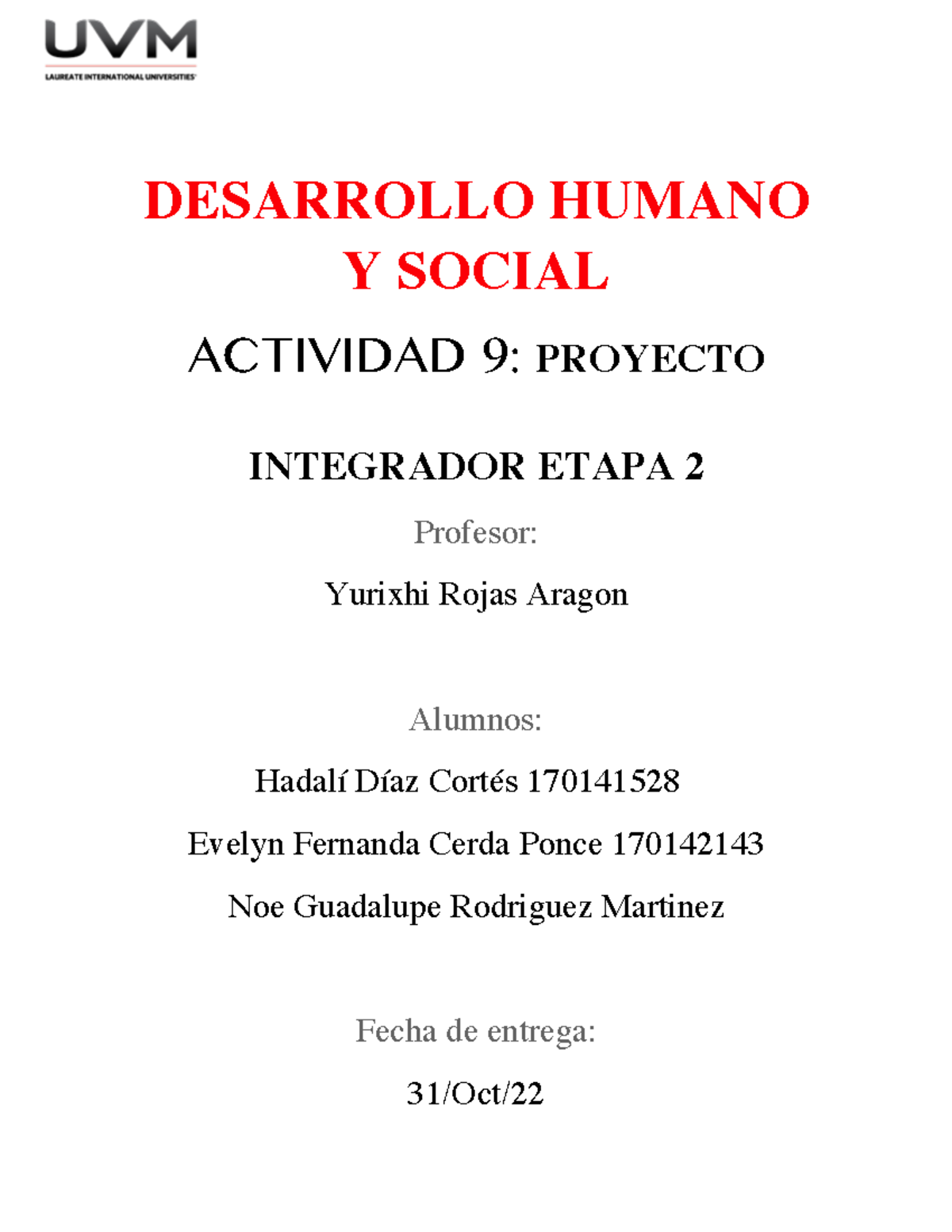 A#9HDC - en equipo - DESARROLLO HUMANO Y SOCIAL ACTIVIDAD 9: PROYECTO ...