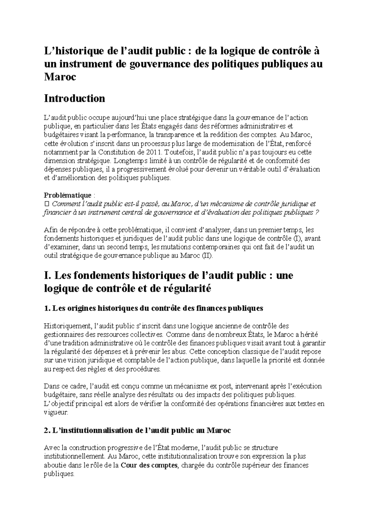 Audit des Politiques Publiques au Maroc : De la Logique de Contrôle à ...