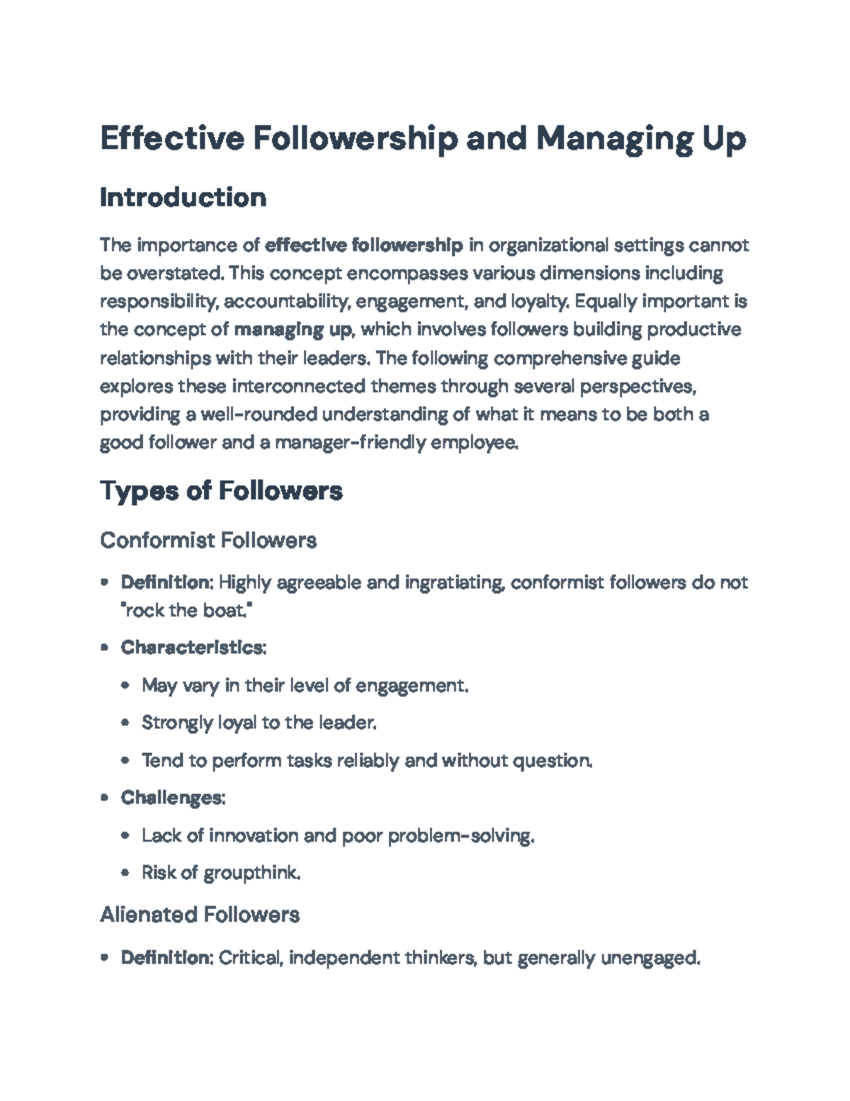 Effective Followership and Managing Up: A Comprehensive Guide ...