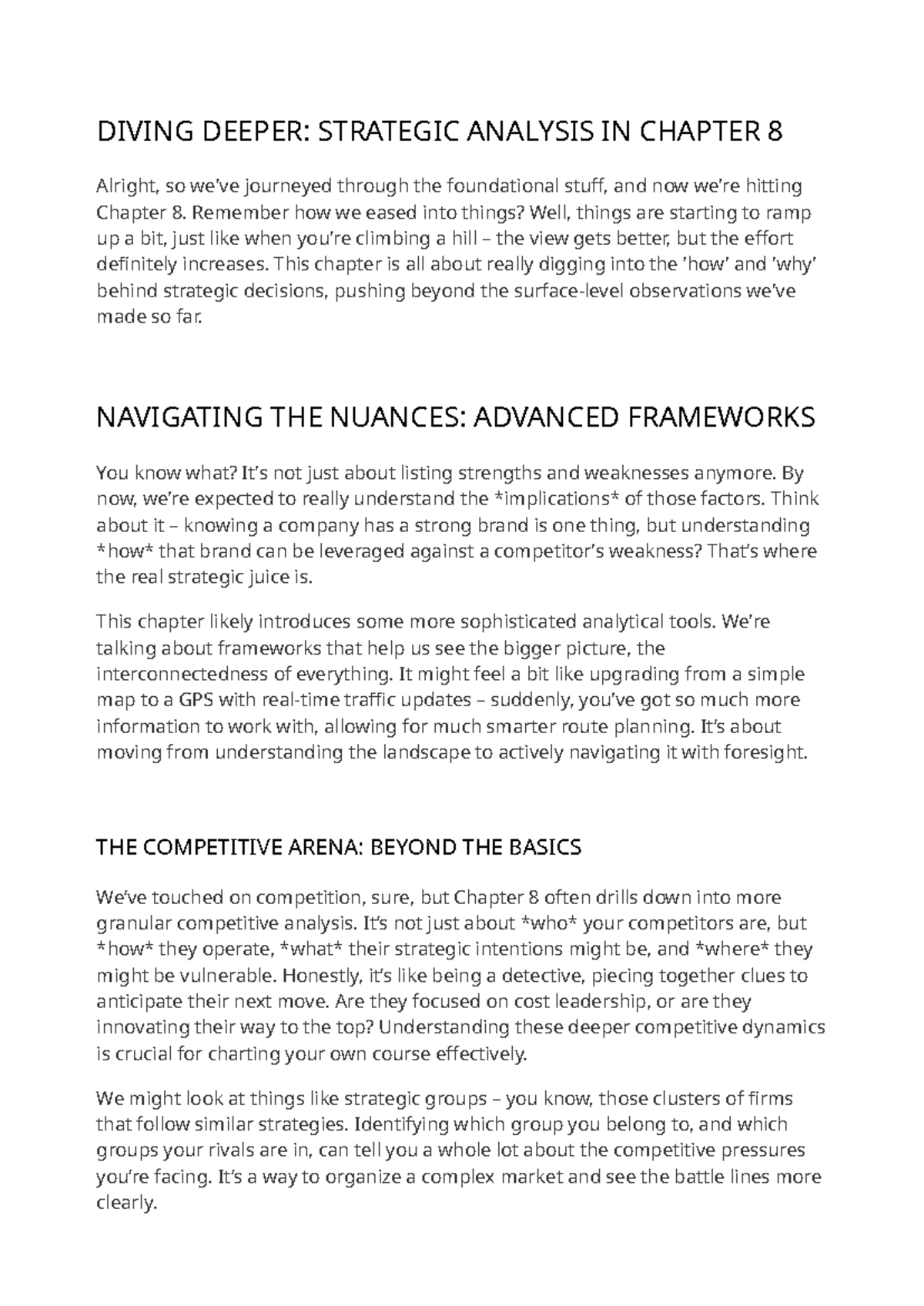 Strategic Business Analysis Review: Chapter 8 Insights - Studocu