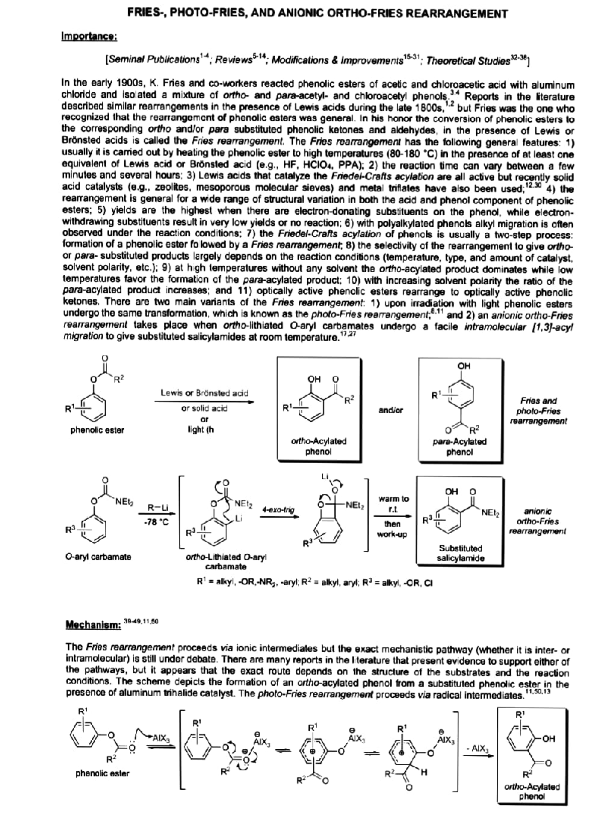 Fries, Photo-Fries, and Anionic Ortho-Fries Rearrangement Insights ...