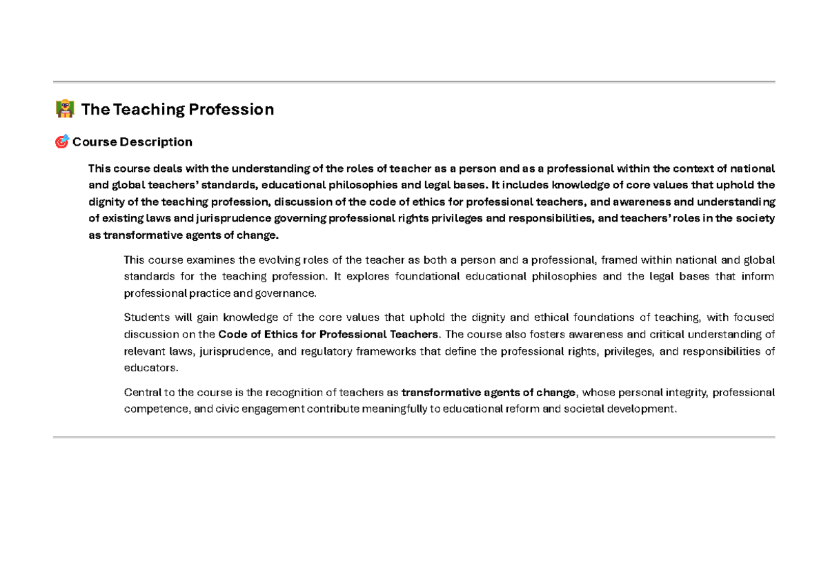 EDU 101: Lesson 1 - Understanding the Teaching Profession - Studocu