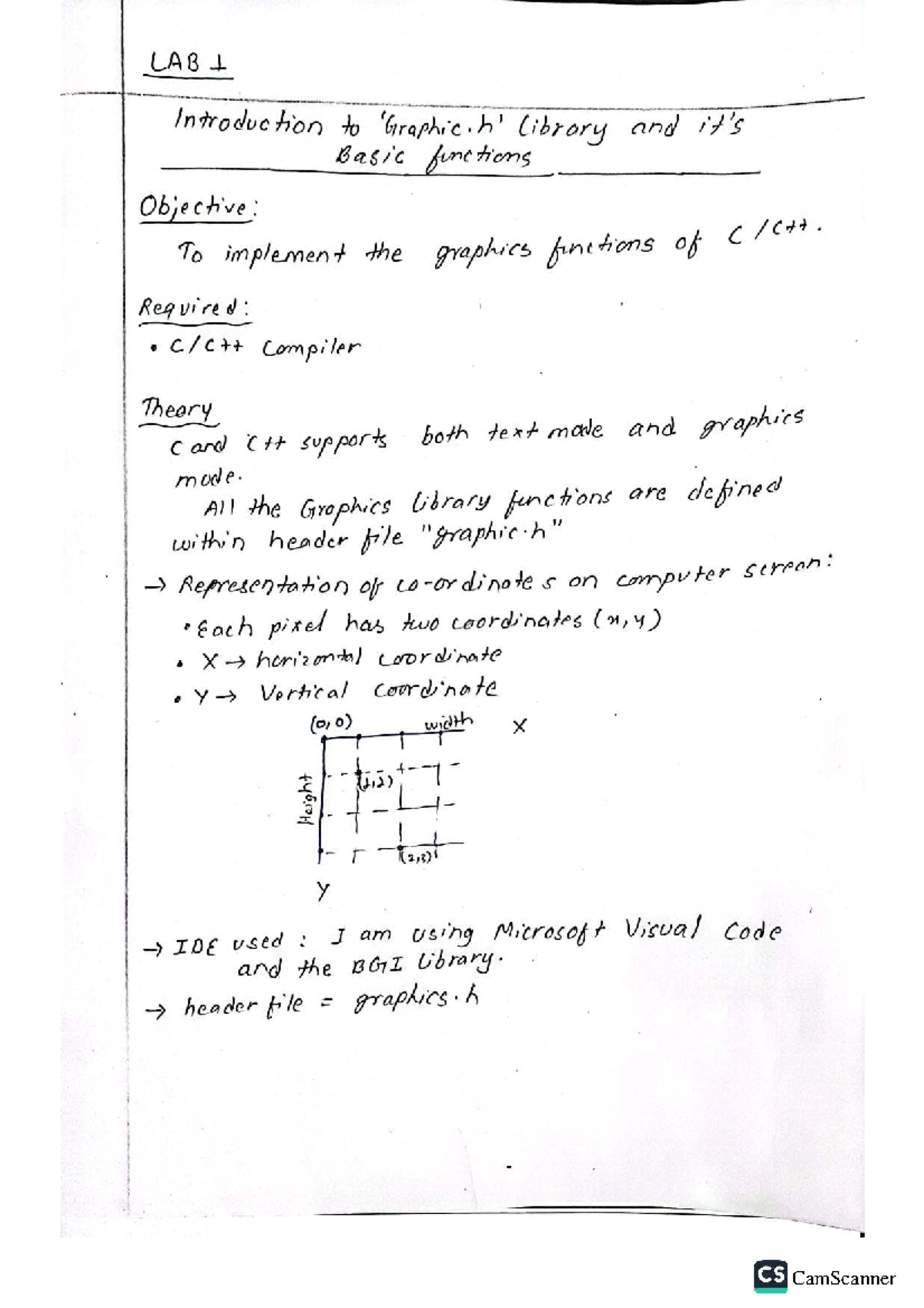 CS Lab 1-8: Introduction to Graphics Functions and Algorithms - Studocu