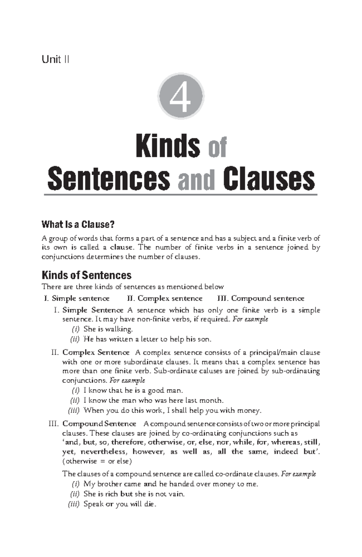 Unit II - Project Paper on Understanding Clauses and Sentences - Studocu