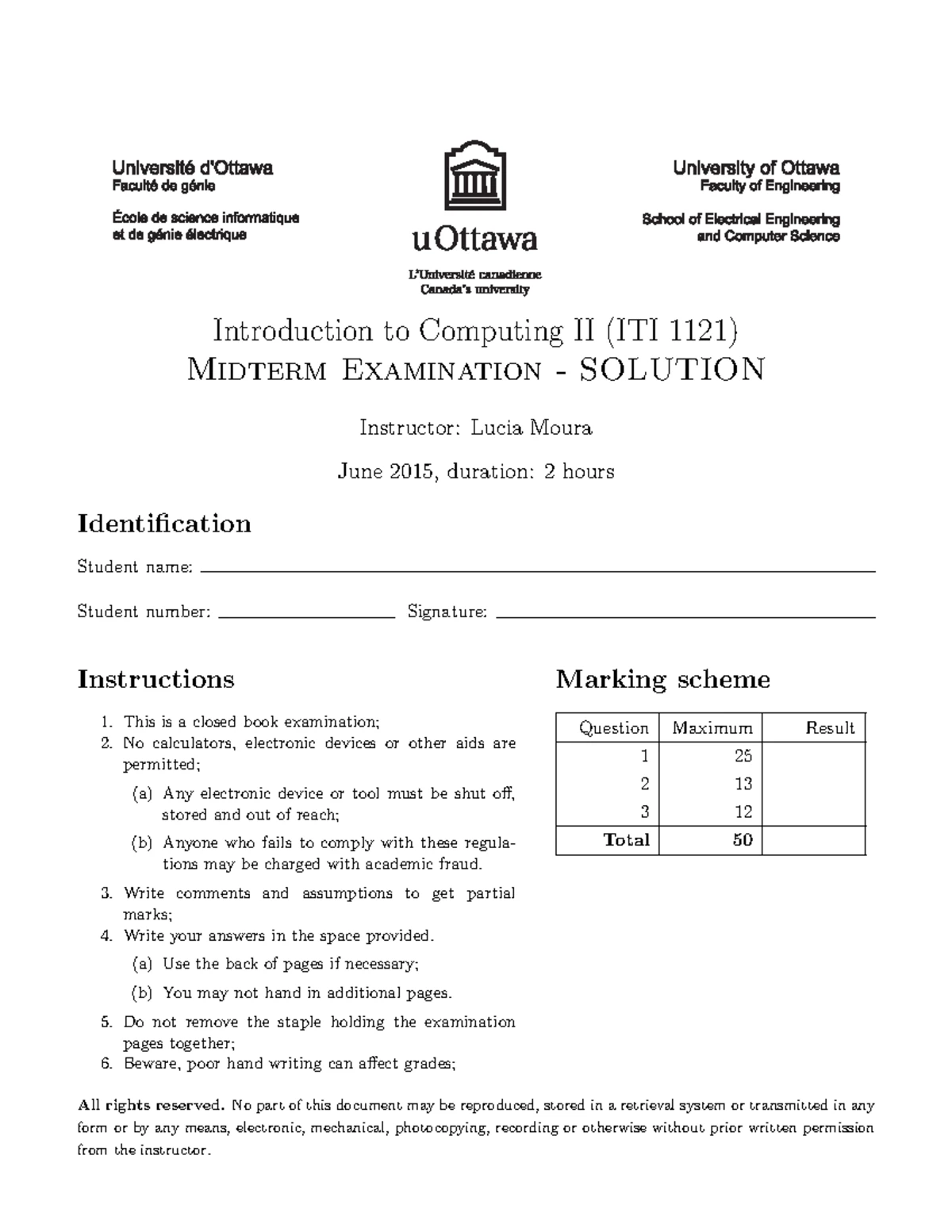 Final Exam ITI 1121: Introduction to Computing II MCQ Questions 2024 ...