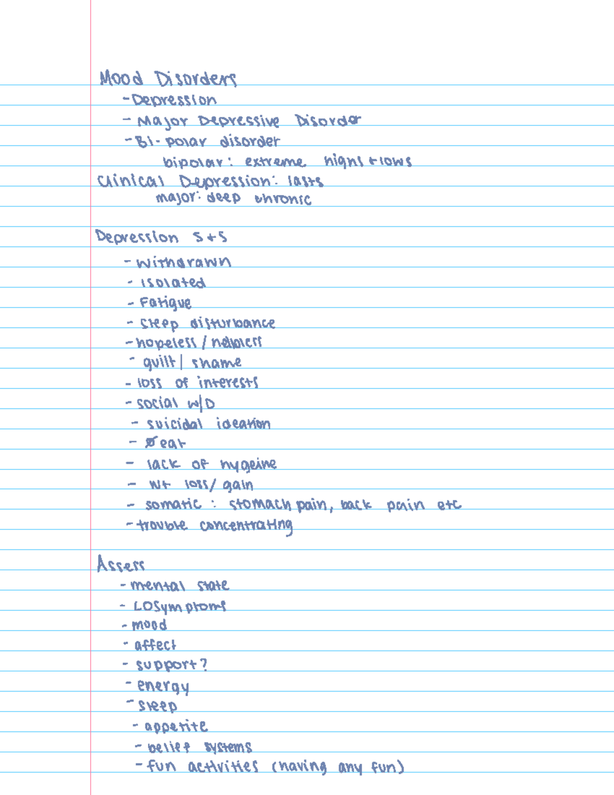 Mood Disorders: Major Depressive & Bipolar Disorder Notes (Unit 1 ...