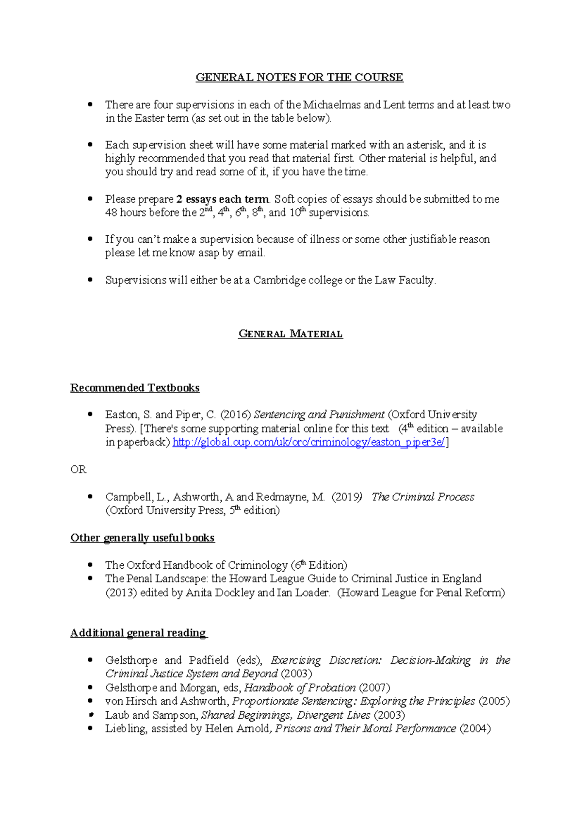 CSPS - General Course Notes and Recommendations for Studies - Studocu