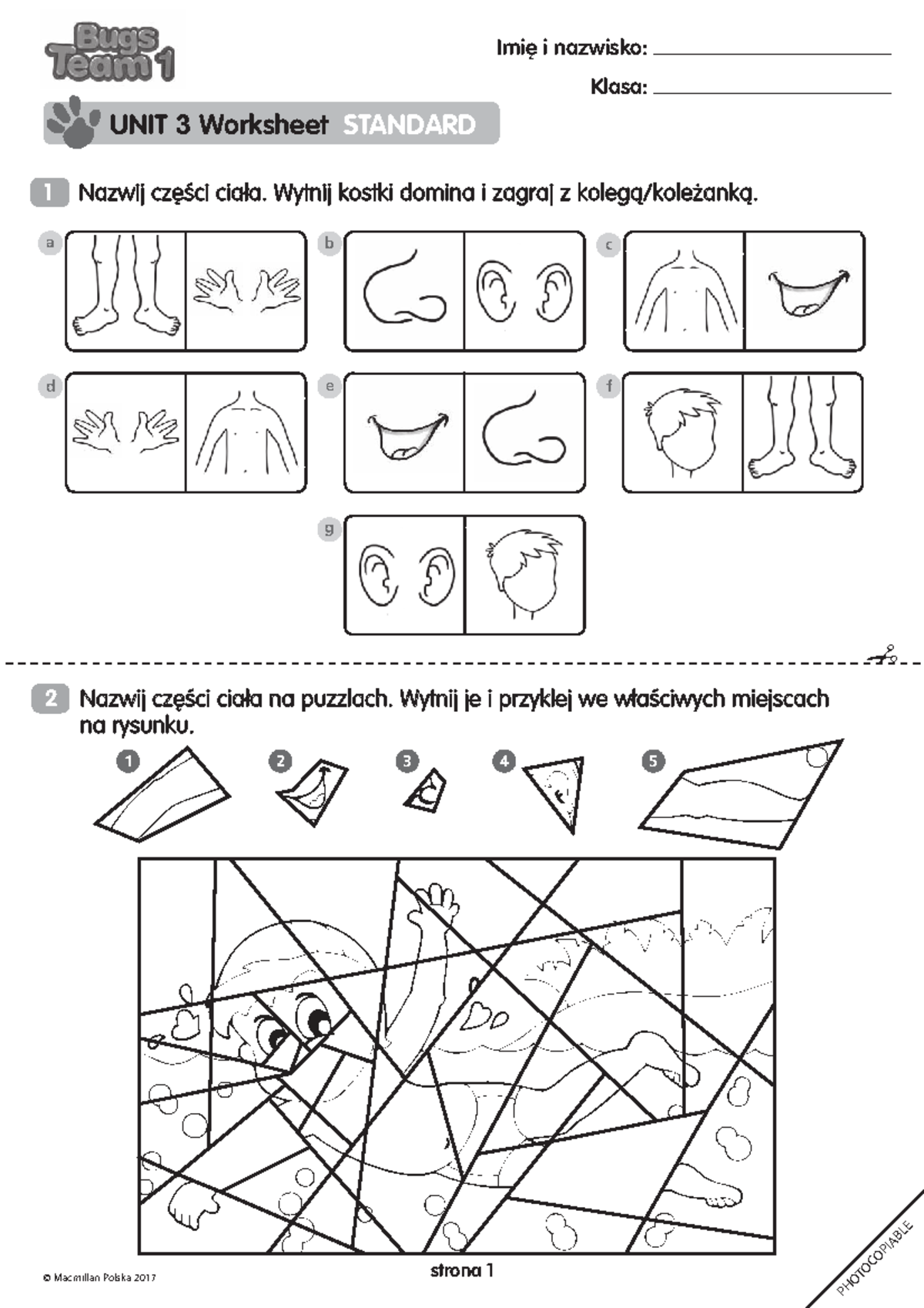 Bugs Team 1: Unit 3 Standard Worksheet Activities - Studocu