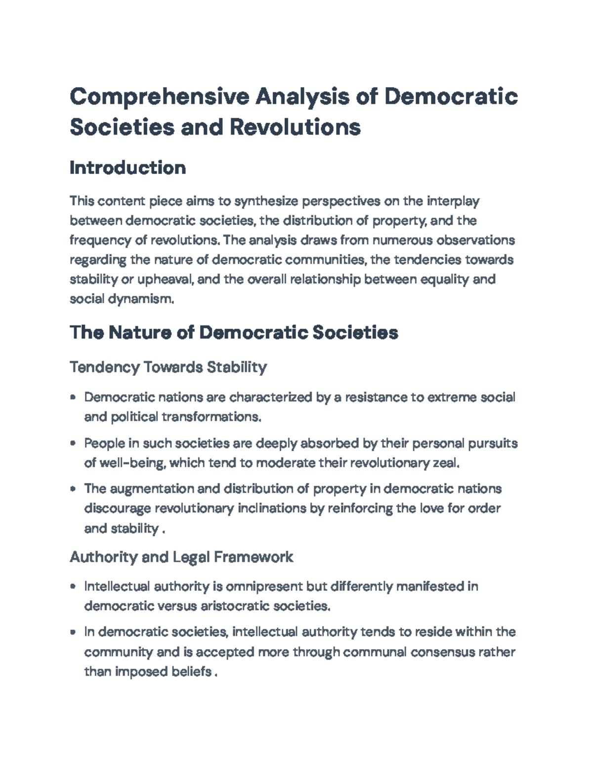 Analysis of Democratic Societies and Revolution Dynamics (SOC 101 ...