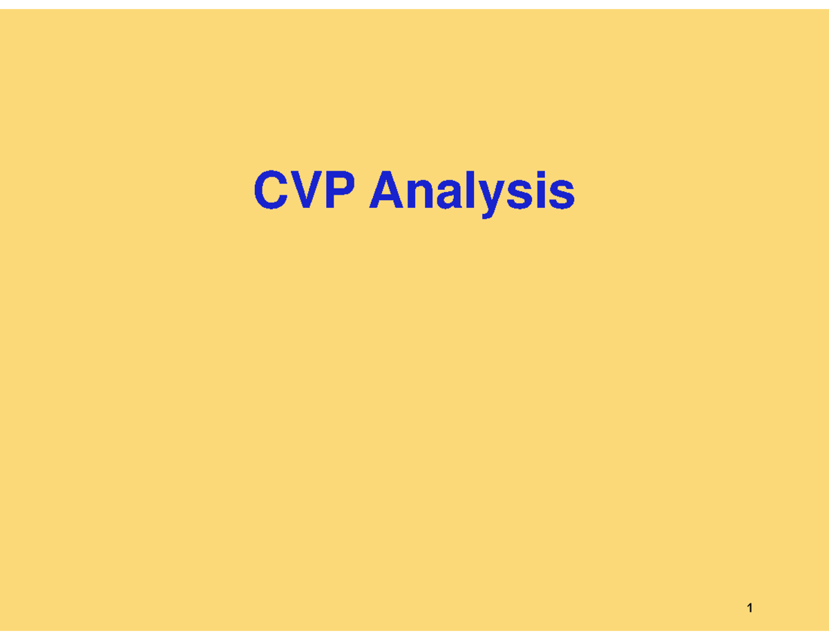CVP Analysis: Contribution Margin & Break-even Points Explained - Studocu