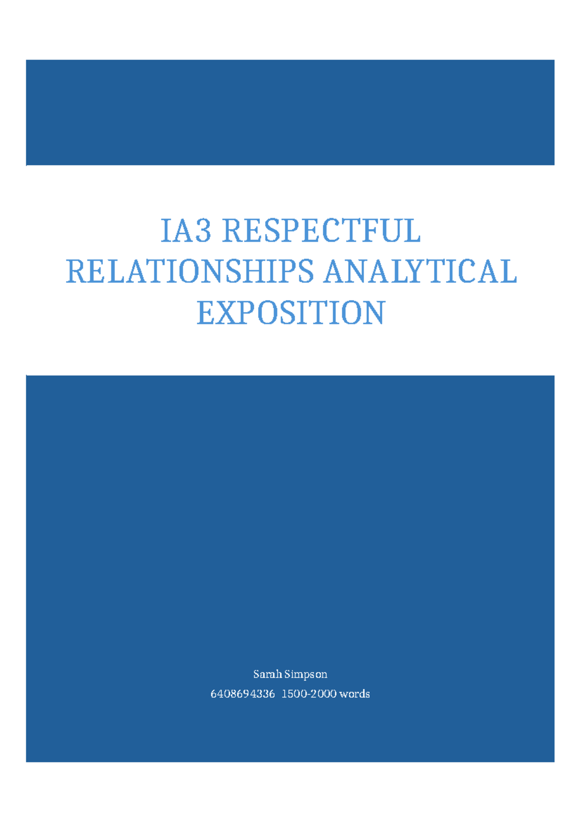 IA3 Respectful Relationships: An Analytical Exposition for Health ...